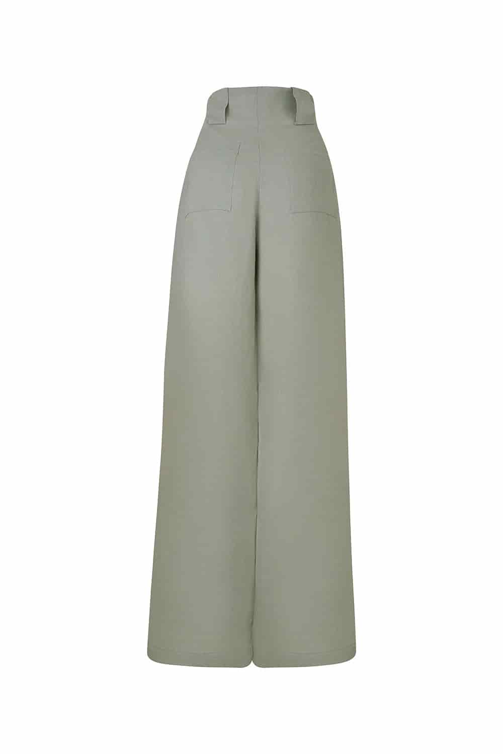 Pantalon New paulette Verde salvia lino - miniatura 2