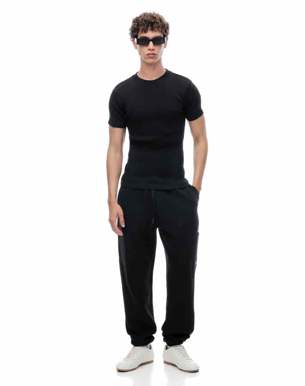 Camiseta slim rib algodón negro hombre - miniatura 3