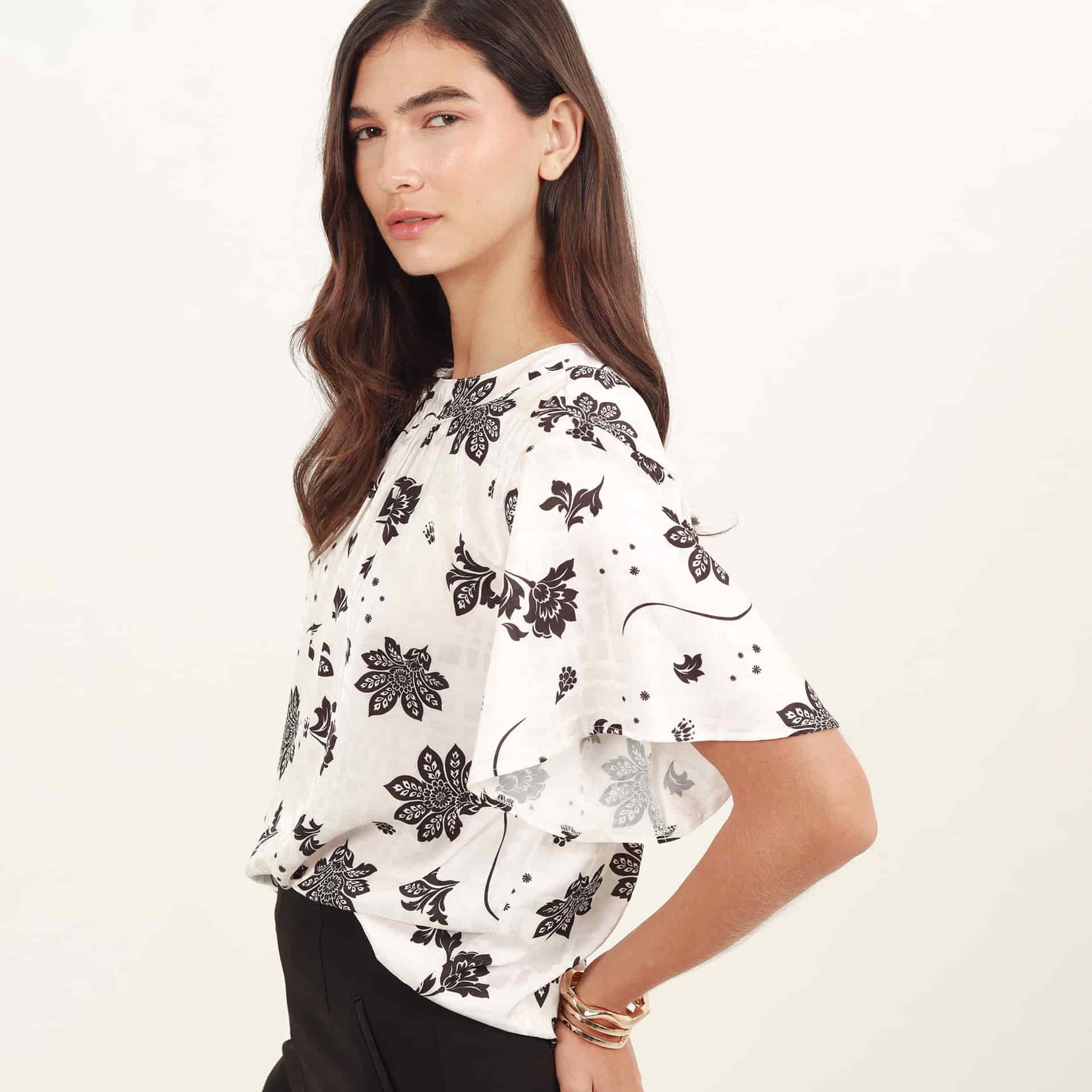 Blusa cuello redondo manga corta - miniatura 5