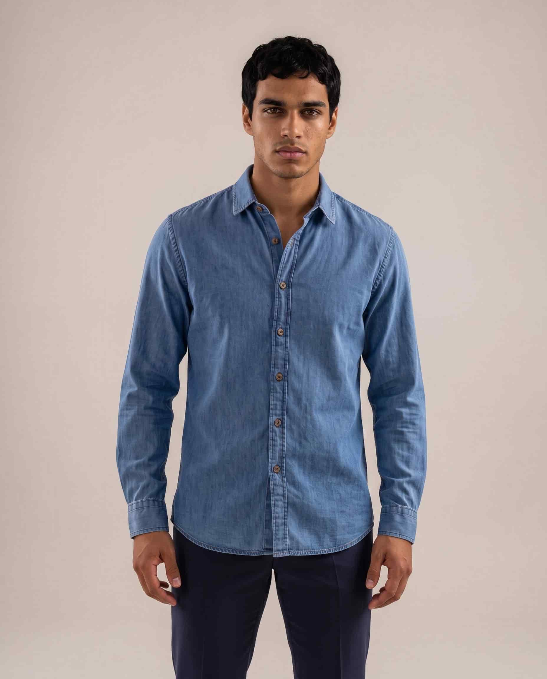 Camisa slim fit índigo - miniatura 1