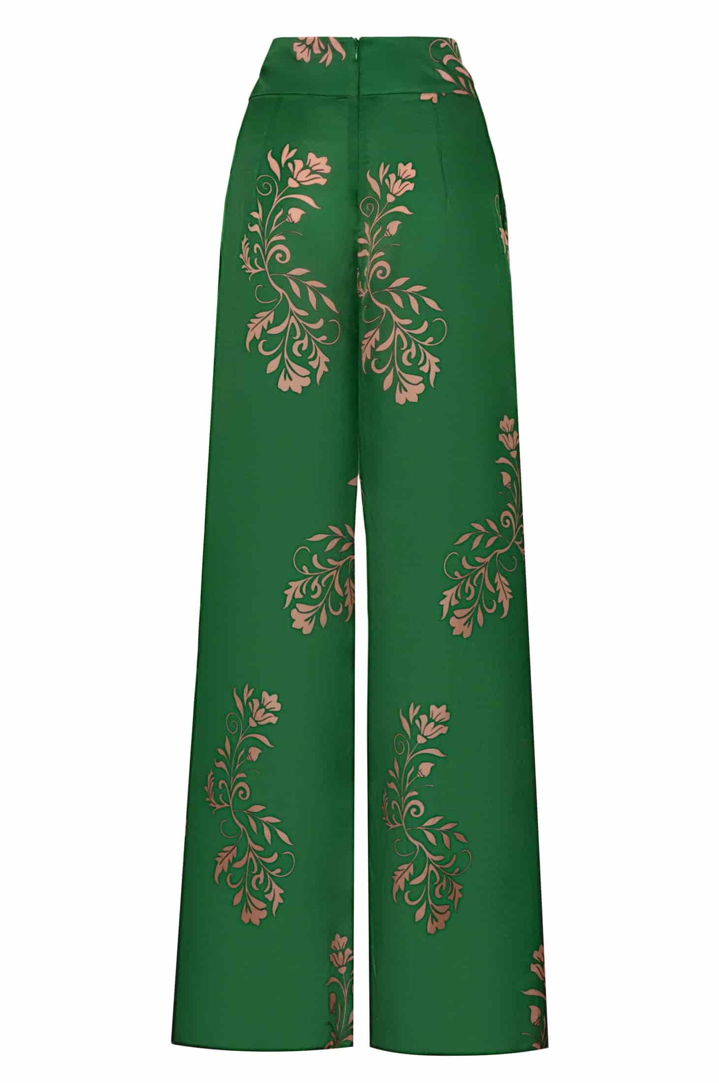 Fiol Cotton Silk Pants / Green Buganvilias - miniatura 3