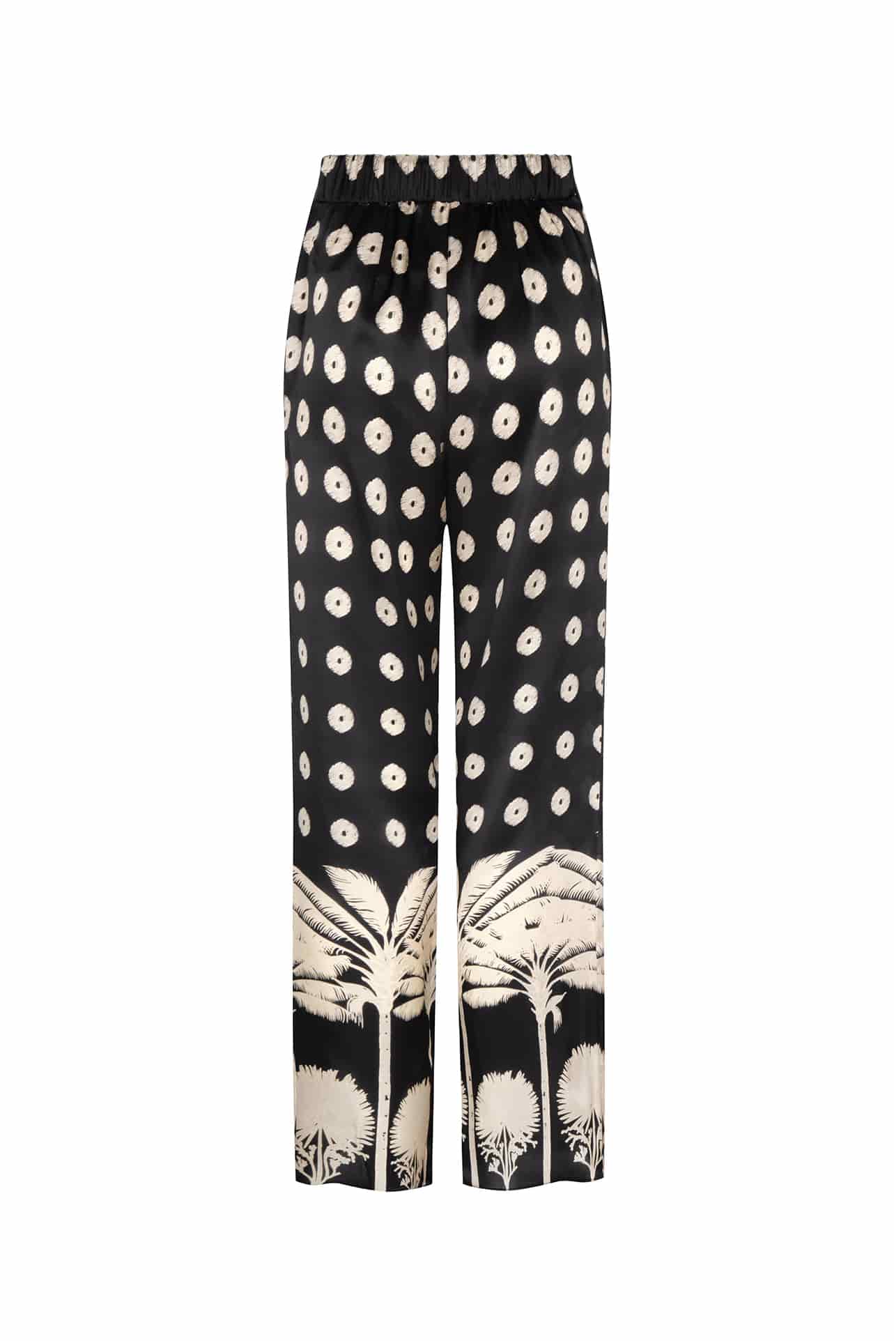 Santo Tomas Satin Silk Pants / Black Mini Palms Cream - miniatura 4