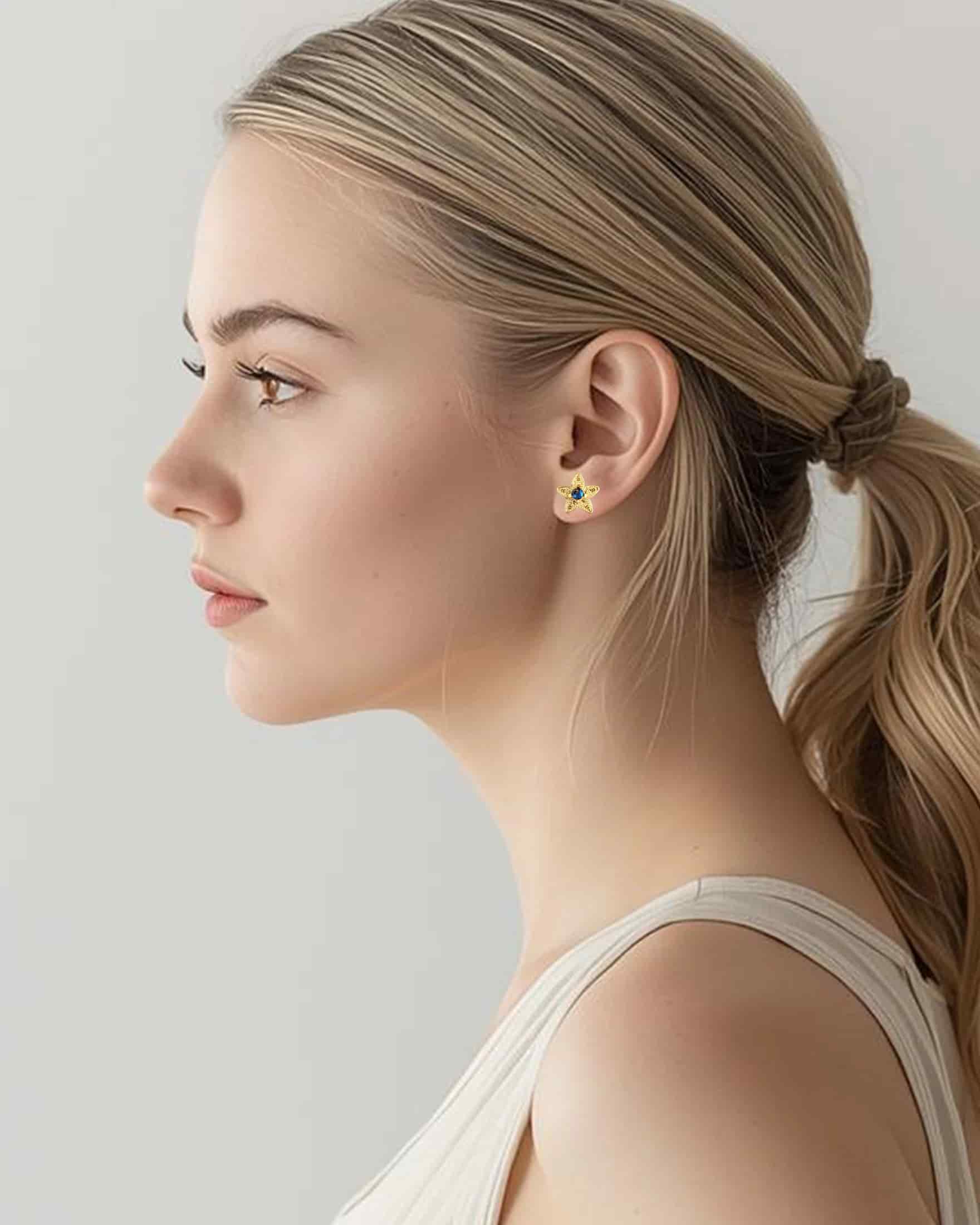 Aretes mini filigrana y cristal azul, Estrellita - miniatura 2