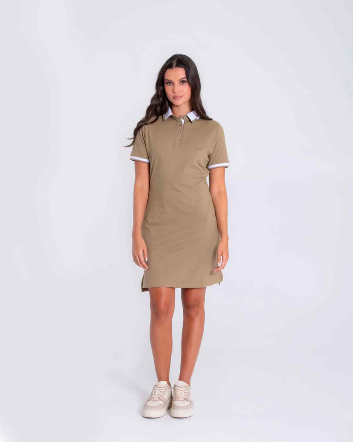 Vestido verde tipo polo para mujer - miniatura 1