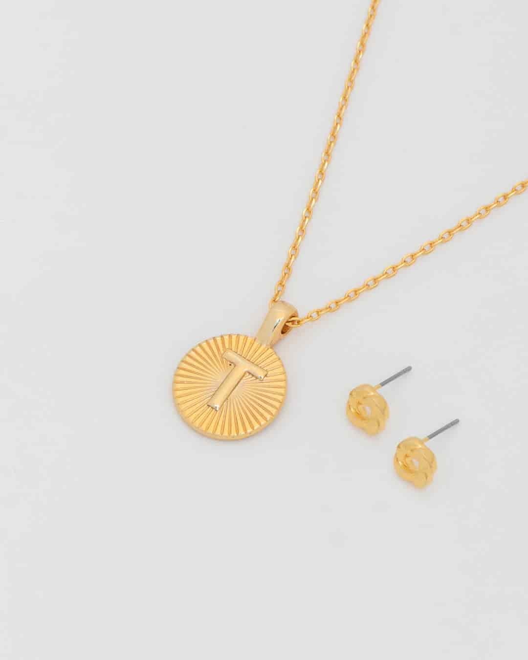 Collar Letra Destellos + Aretes - miniatura 4