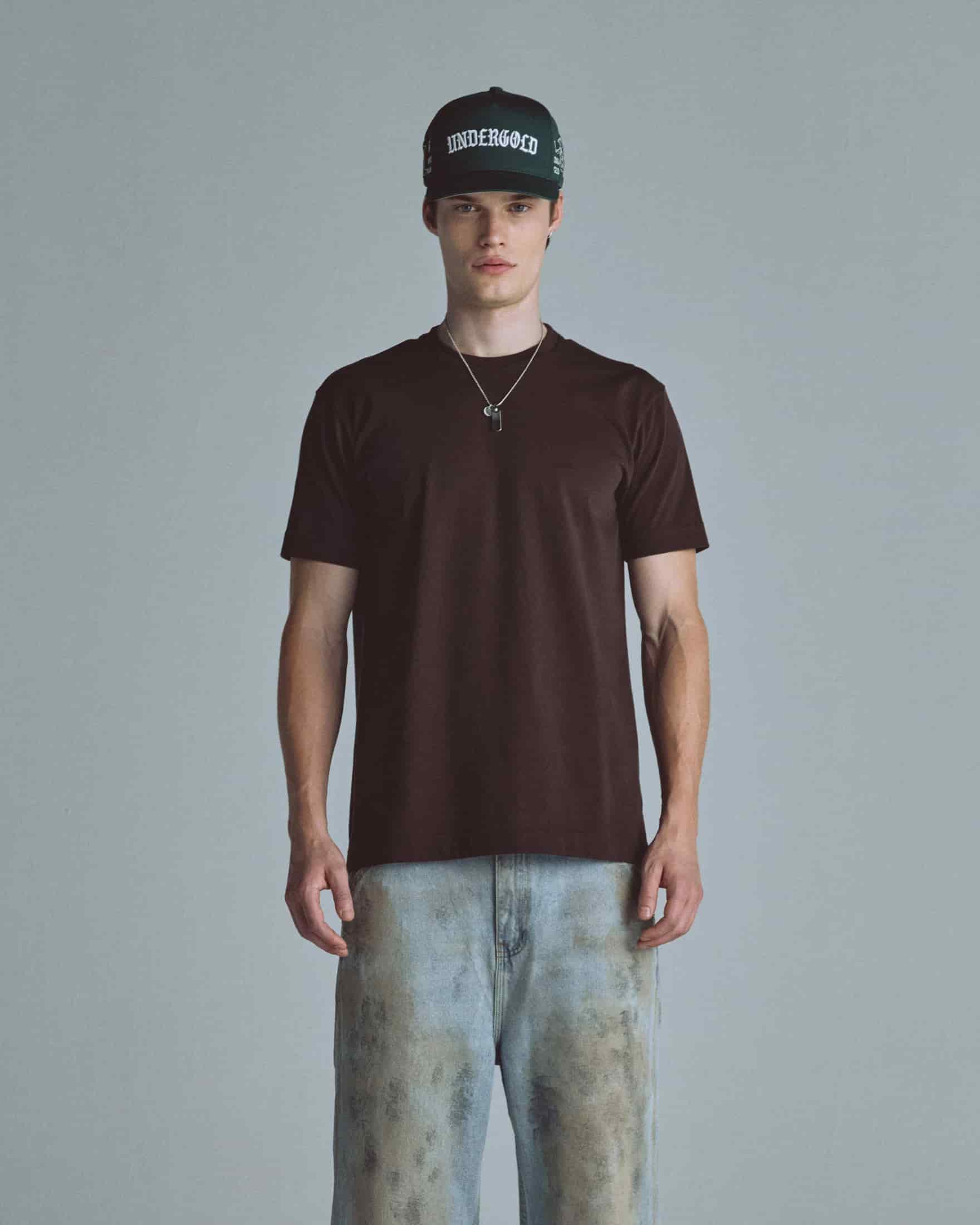 Basics Tiny Logo Regular Fit Tshirt Brown - miniatura 2