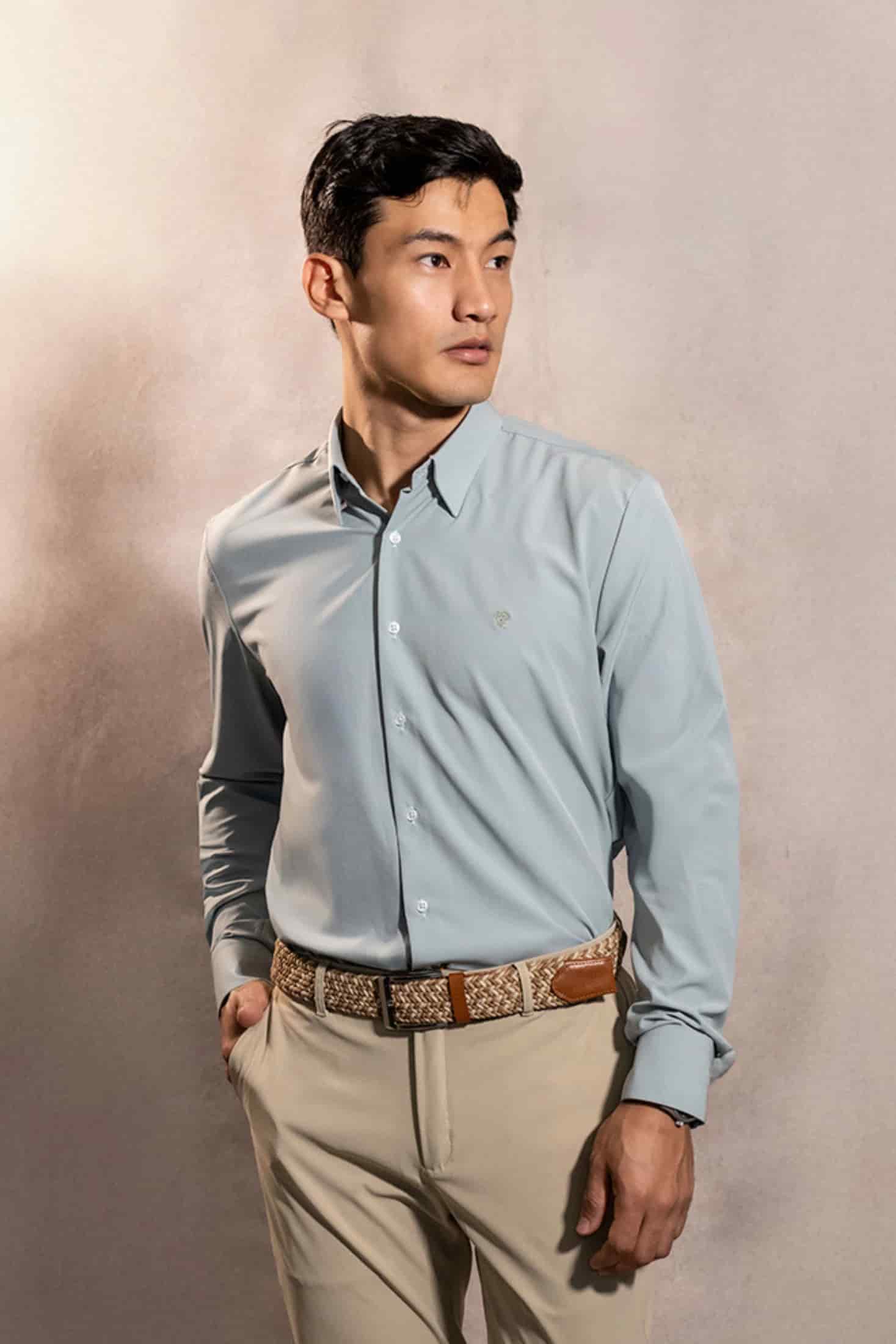 Camisa Performance Antiarrugas Verde Sage - miniatura 1