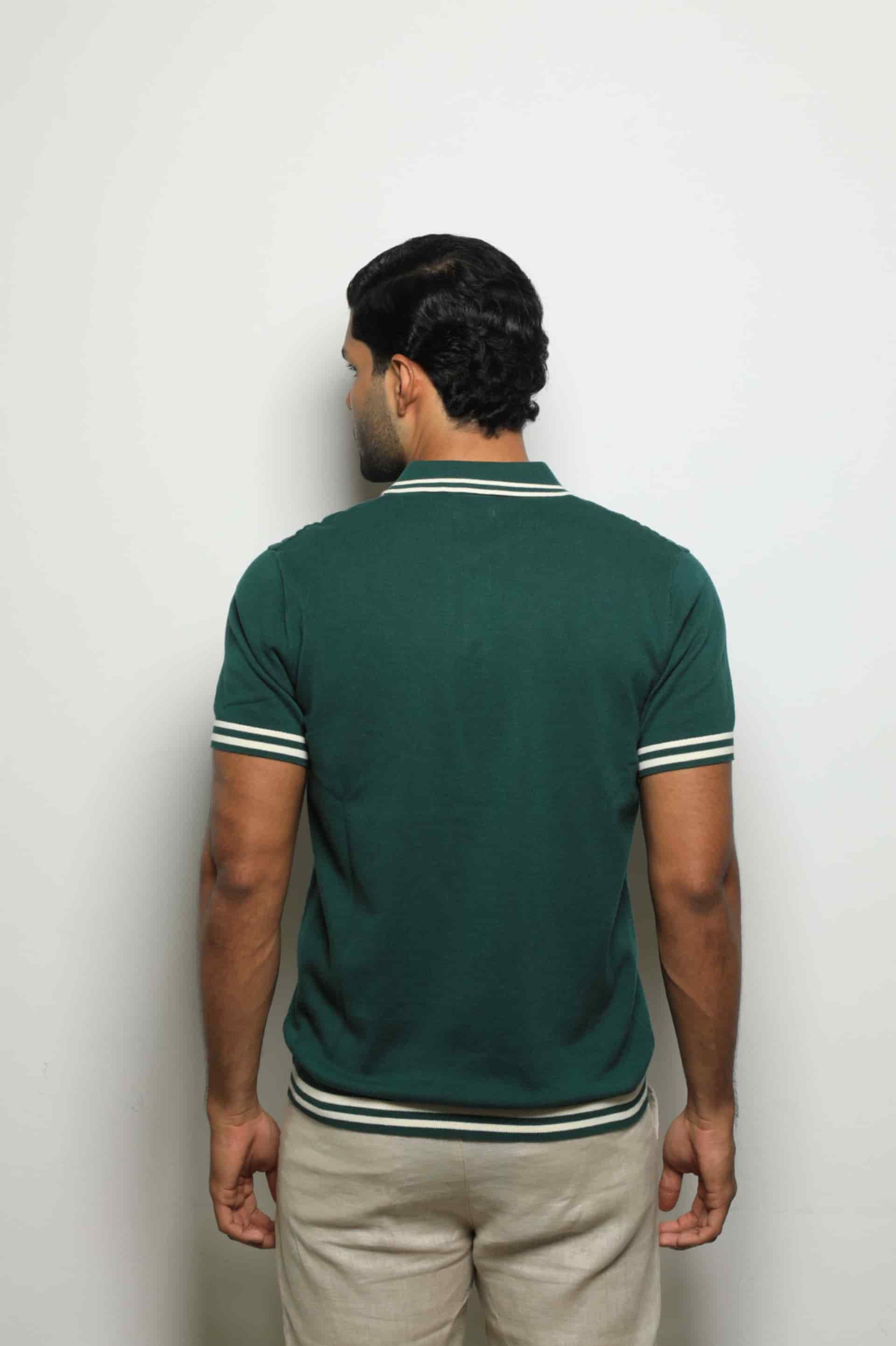 Suéter Tejido Fashion Verde/Lineas Crema - miniatura 4