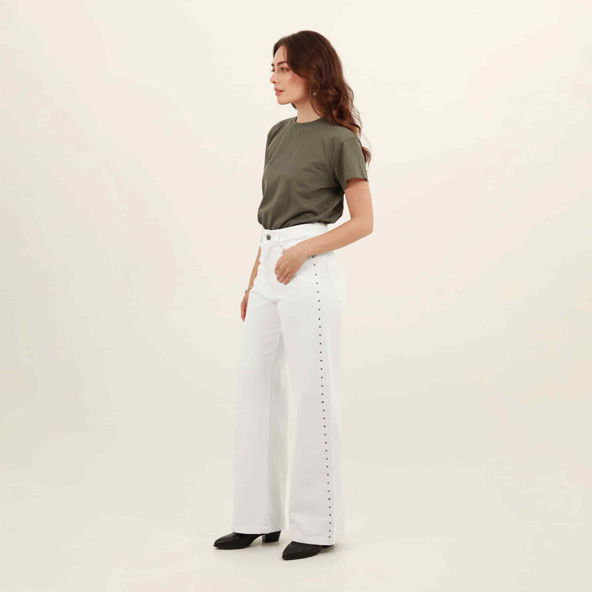 Jean palazzo bota flare con taches - miniatura 1