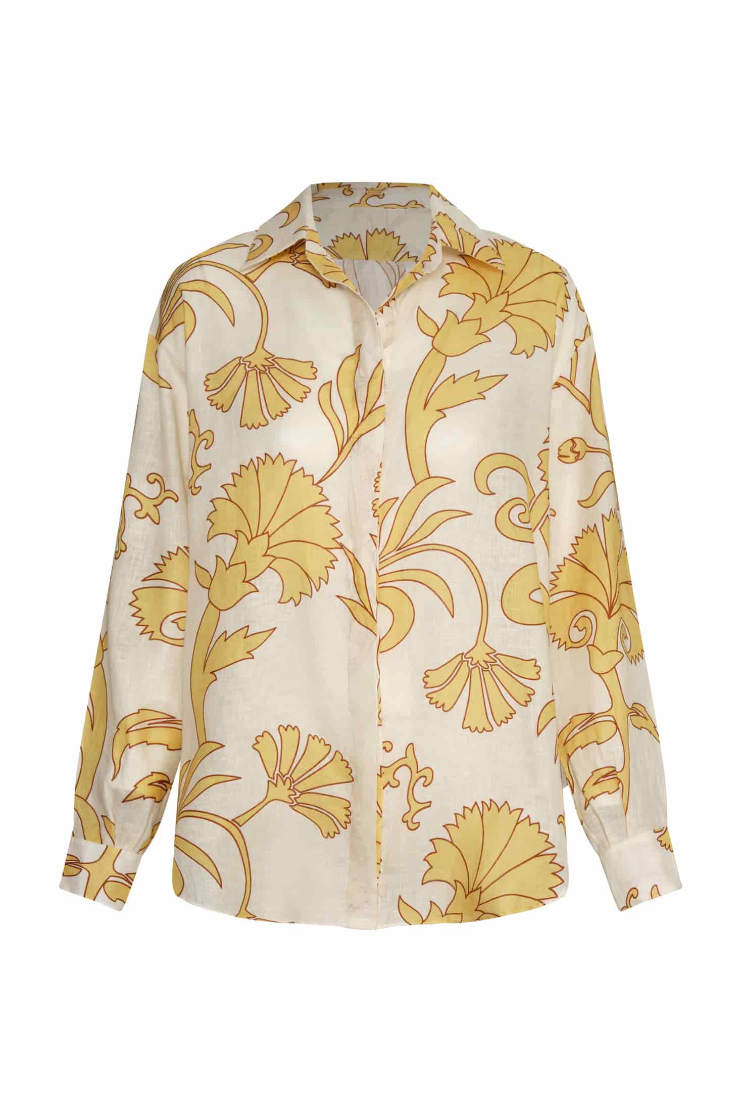Jill Linen Shirt / Yellow Flowers - miniatura 1
