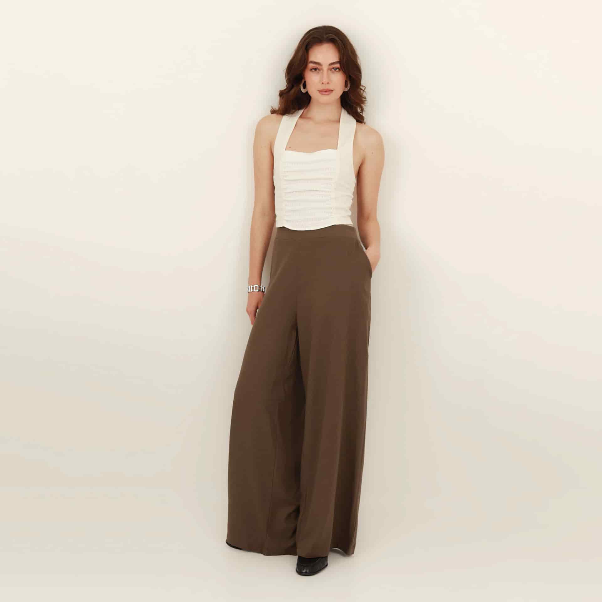 Blusa con lazo en cuello y combinación de tejidos - miniatura 9