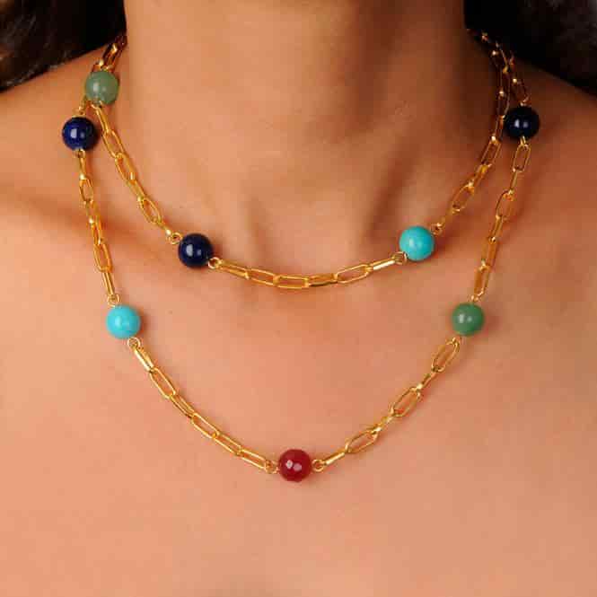 Collar Largo Semipreciosa Multicolor - miniatura 1