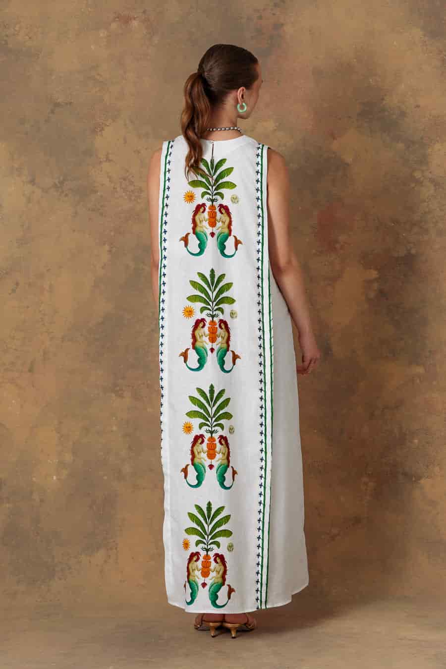 Women's dress linen amanzi white - miniatura 2