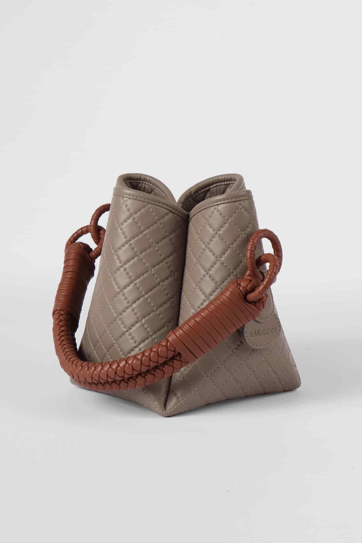 Tulip Mini Bucket Bag, Taupe & Brandy - miniatura 4