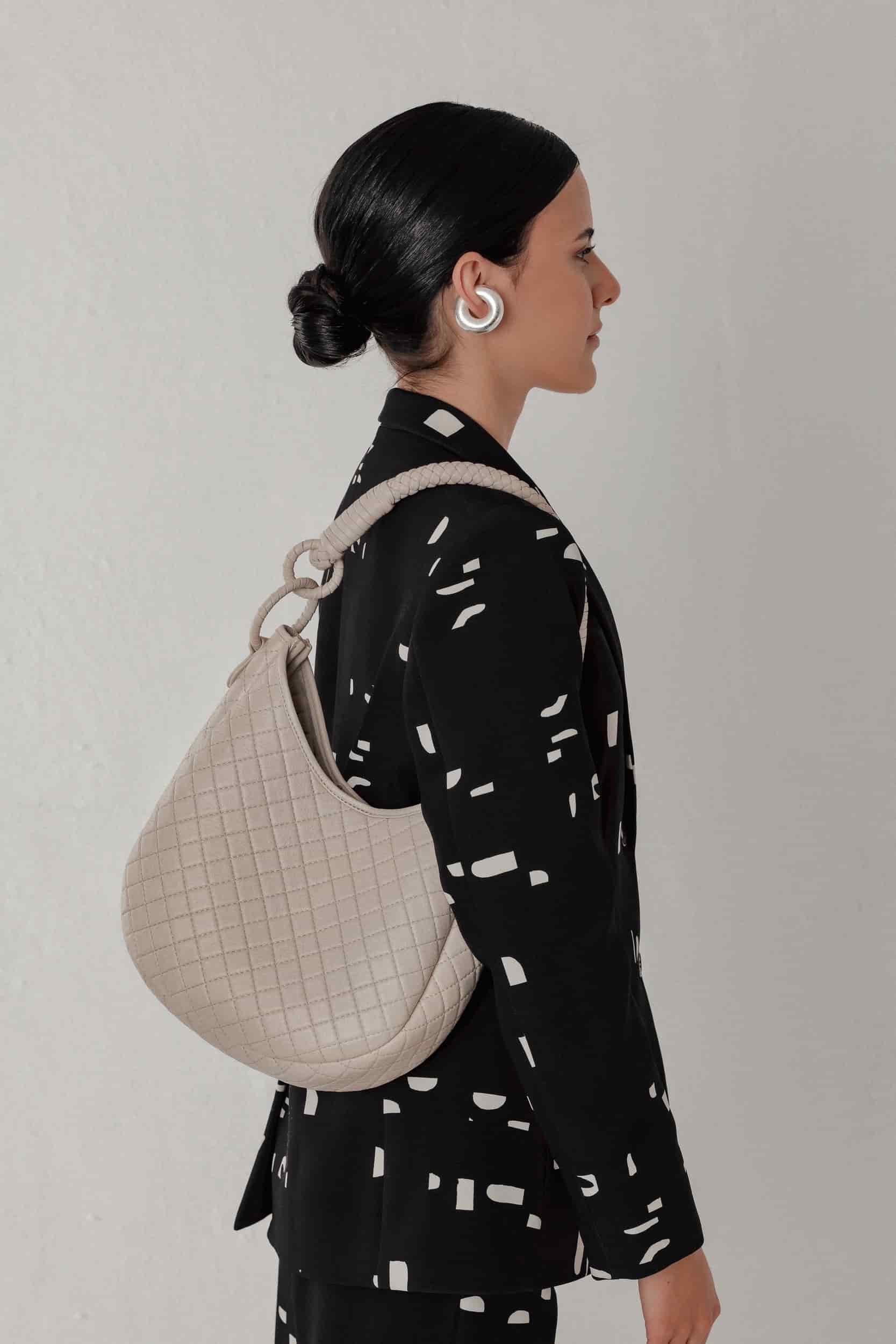 Saddle Shoulder Bag, Beige - miniatura 10