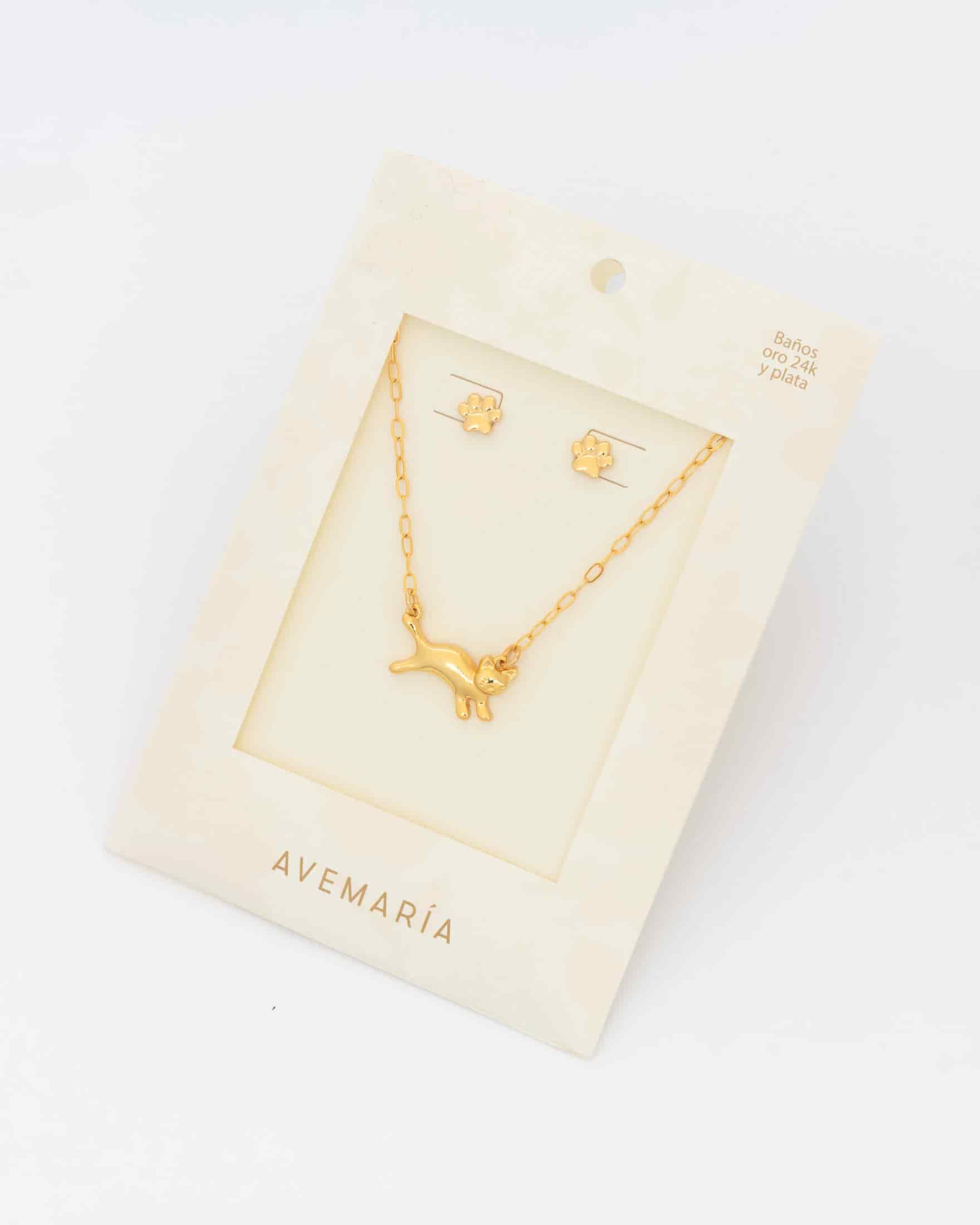 Set Collar Gato + Aretes Huella - miniatura 1