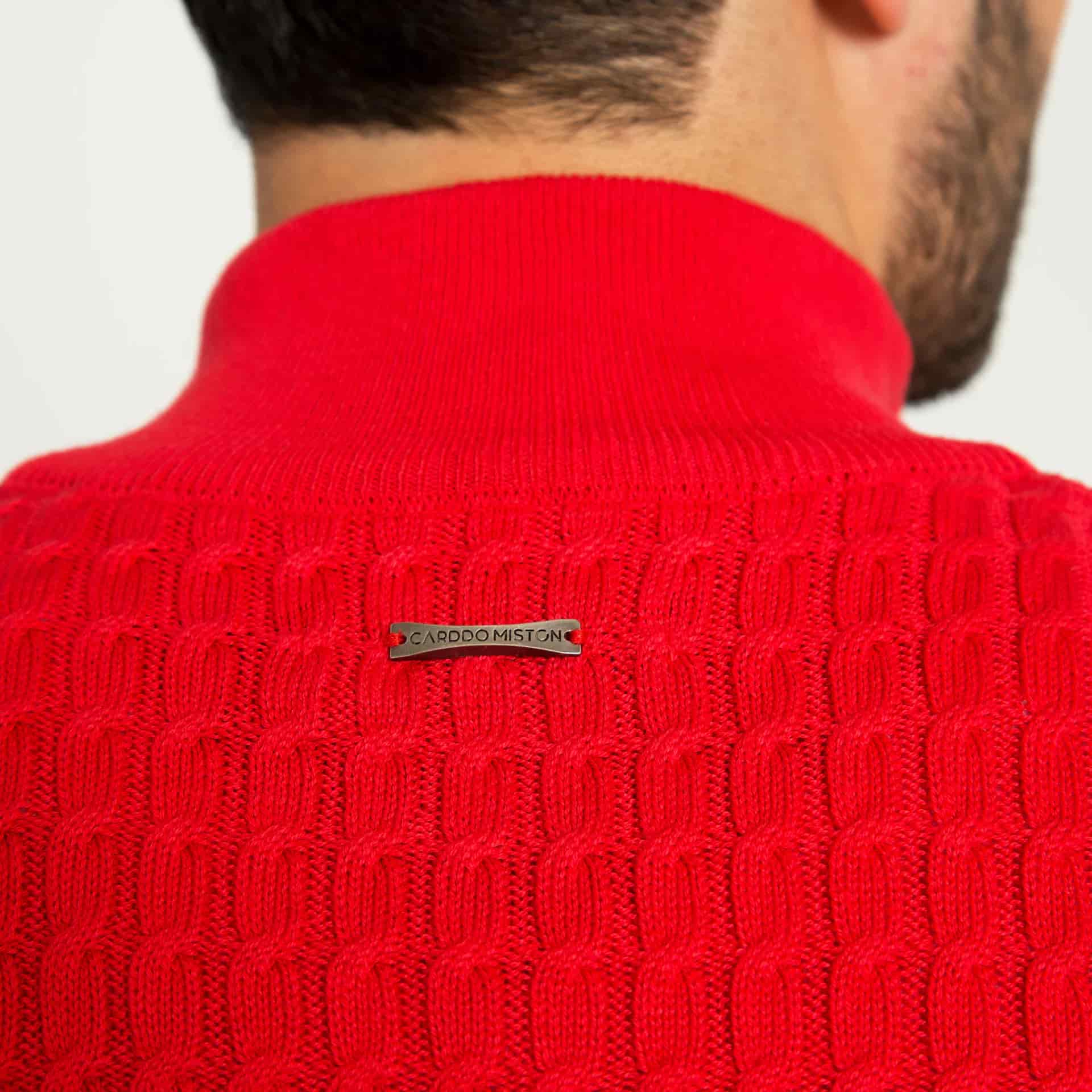 Saco Trenzado Half Zip Algodón Vino - miniatura 13