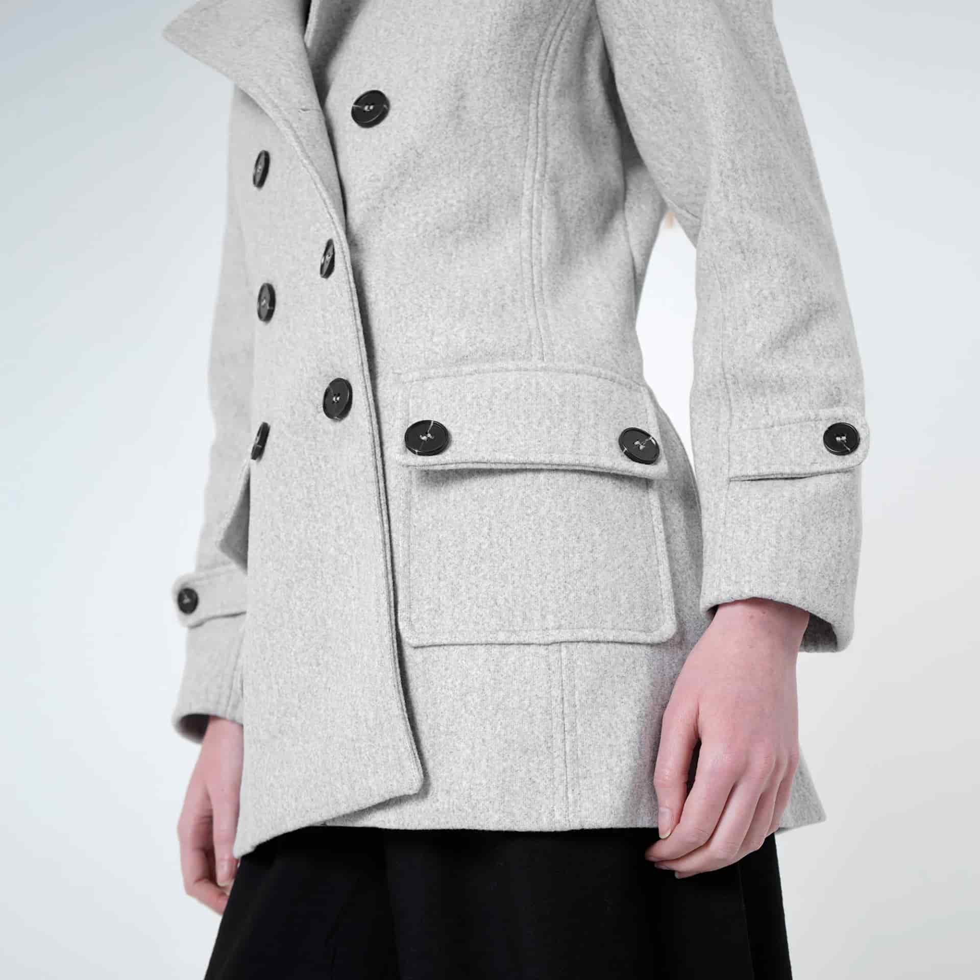 Chaqueta abrigo trench cruzado cuello solapa con capucha - miniatura 9