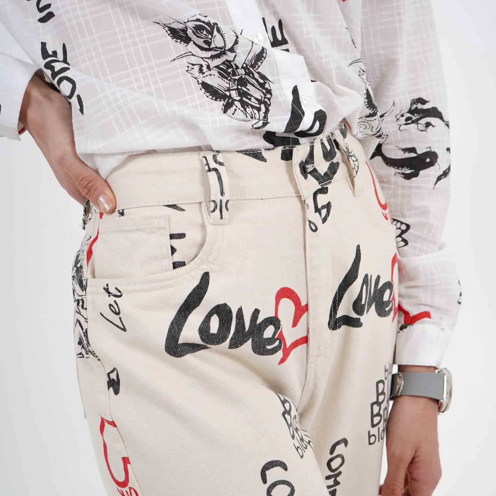 Pantalón estampado textos bota recta - miniatura 7
