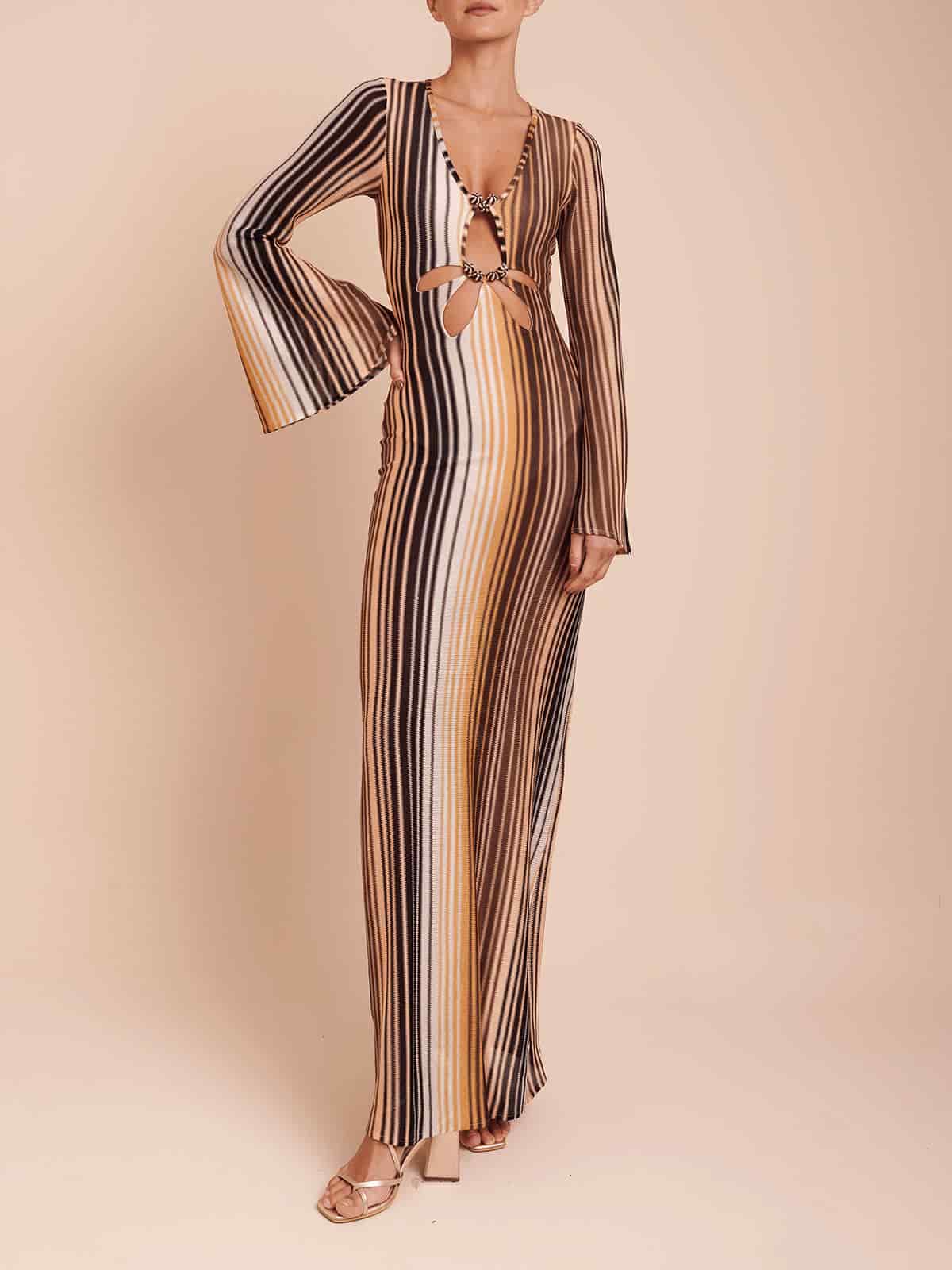 DALI DRESS BROWN MULTI STRIPE - miniatura 2