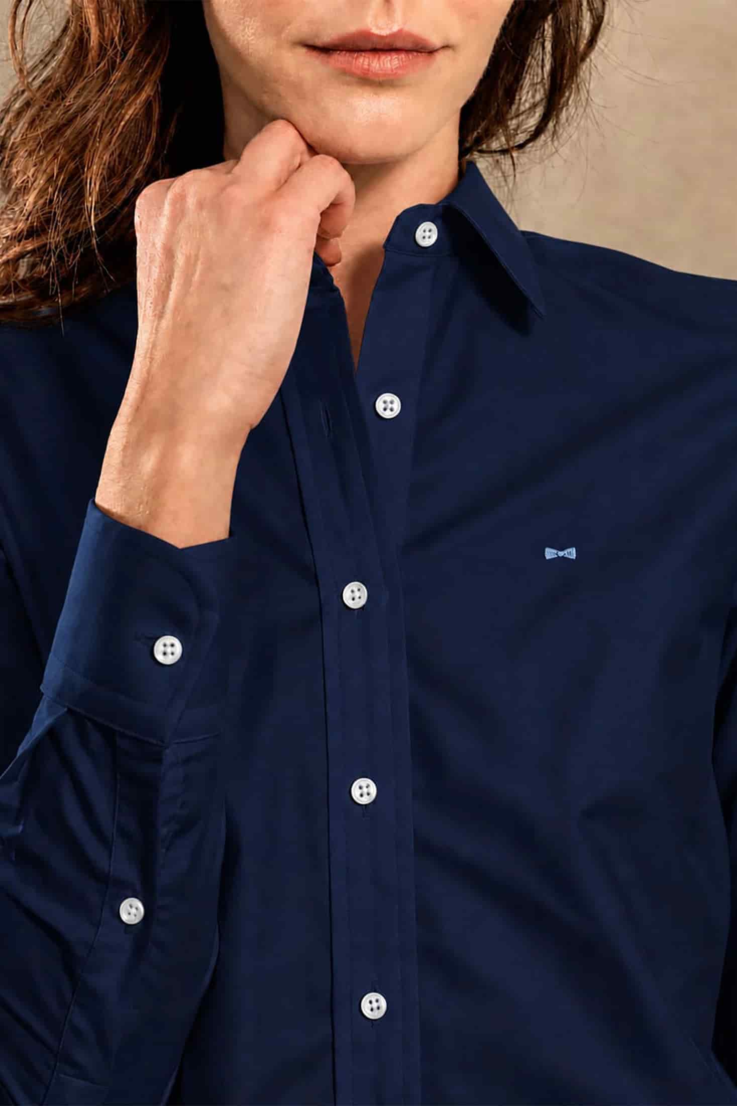 Camisa Antimanchas Oxford de Mujer Azul Navy - miniatura 2