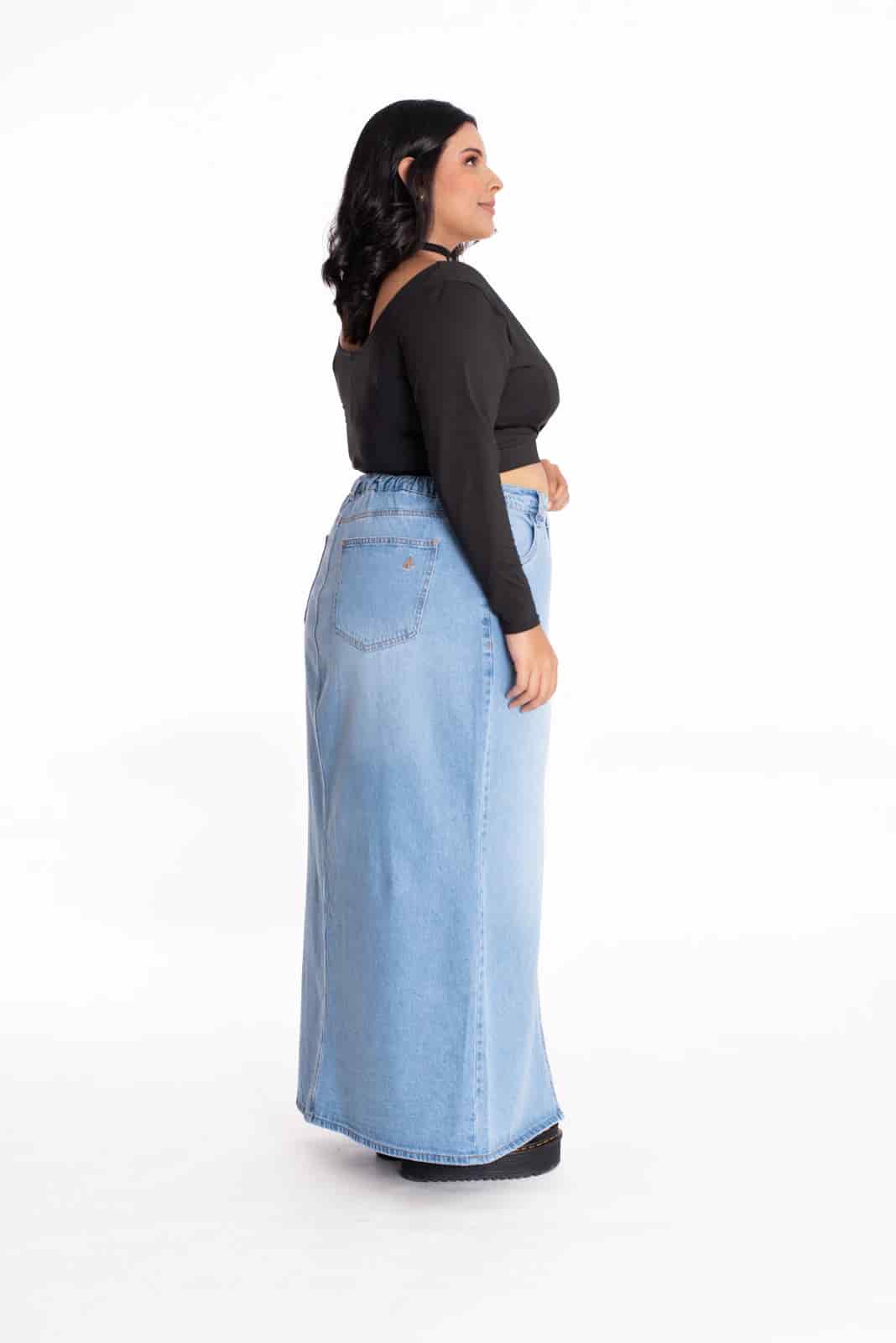 Falda Larga Denim Azul Claro 437 - miniatura 6