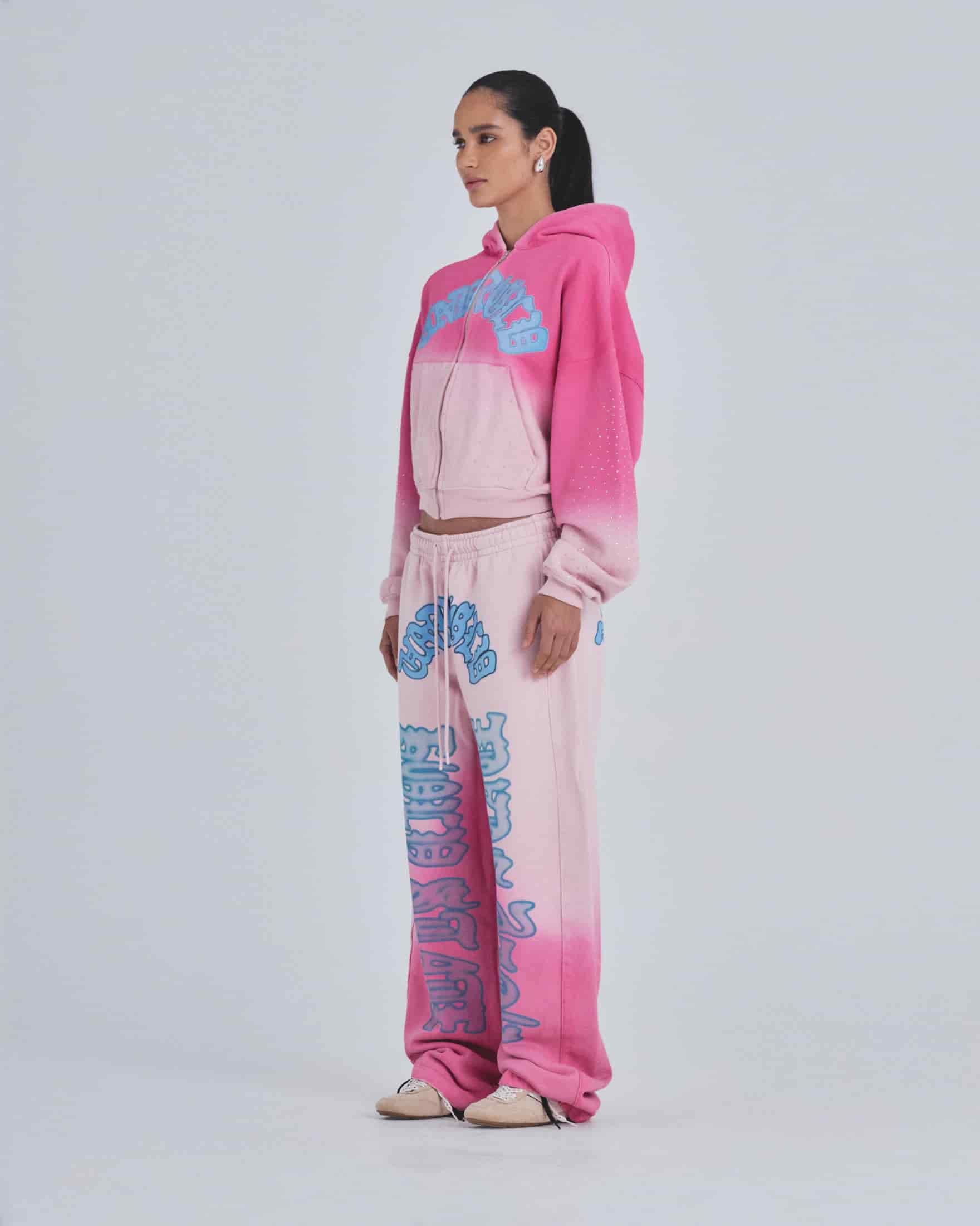 W Holy State UNDRGLD Zip Up Boxy Fit Hoodie Faded Pink - miniatura 5