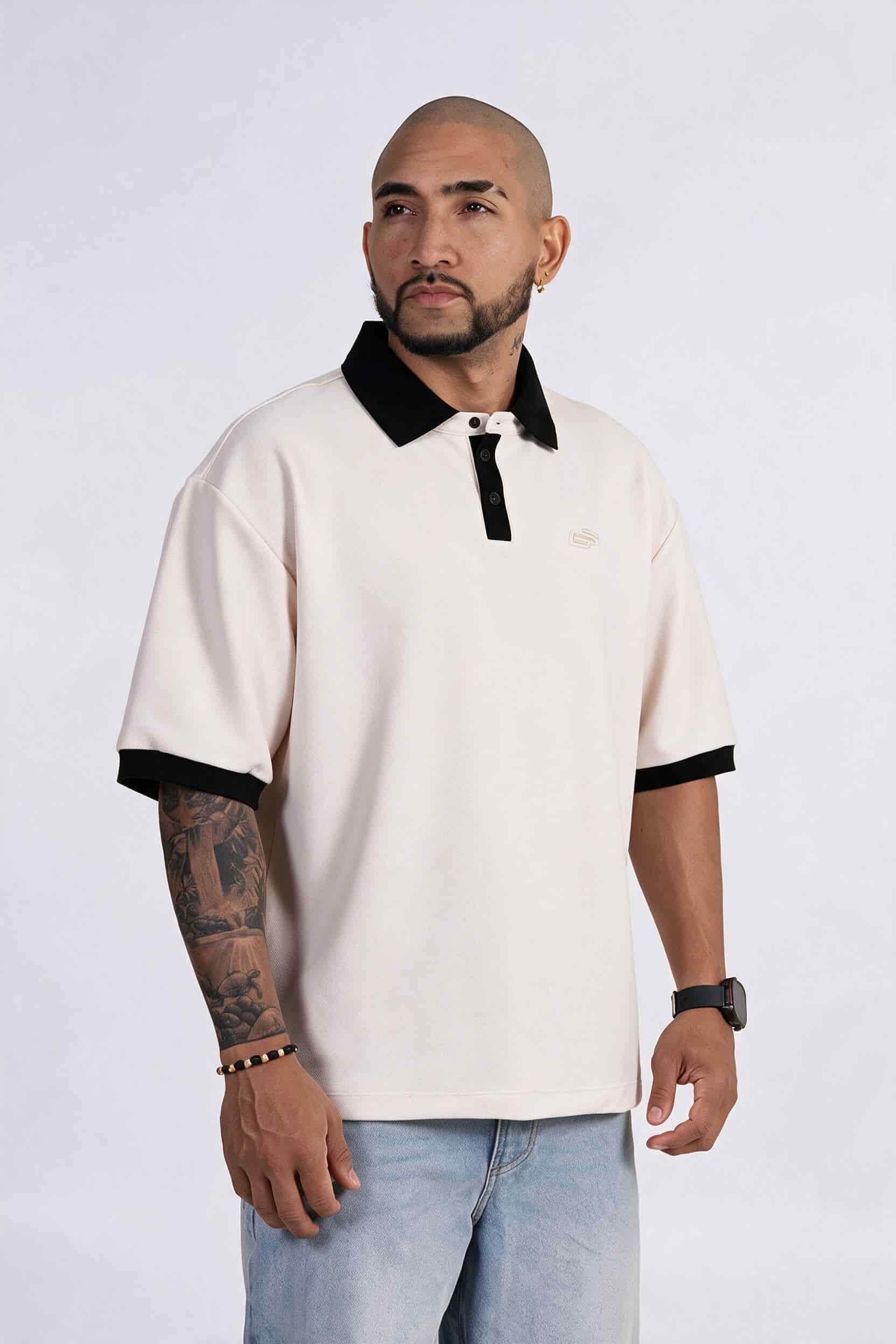 Polo oversize bordado crema - miniatura 1