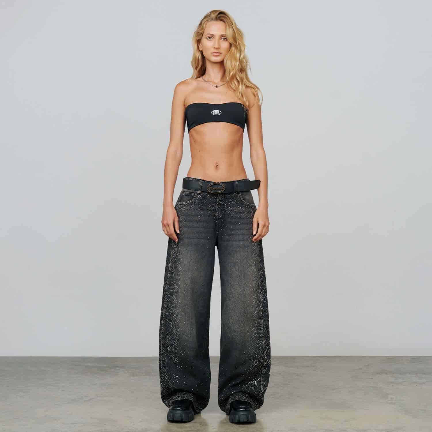 Starry Wide-Leg Jeans - Black - miniatura 4