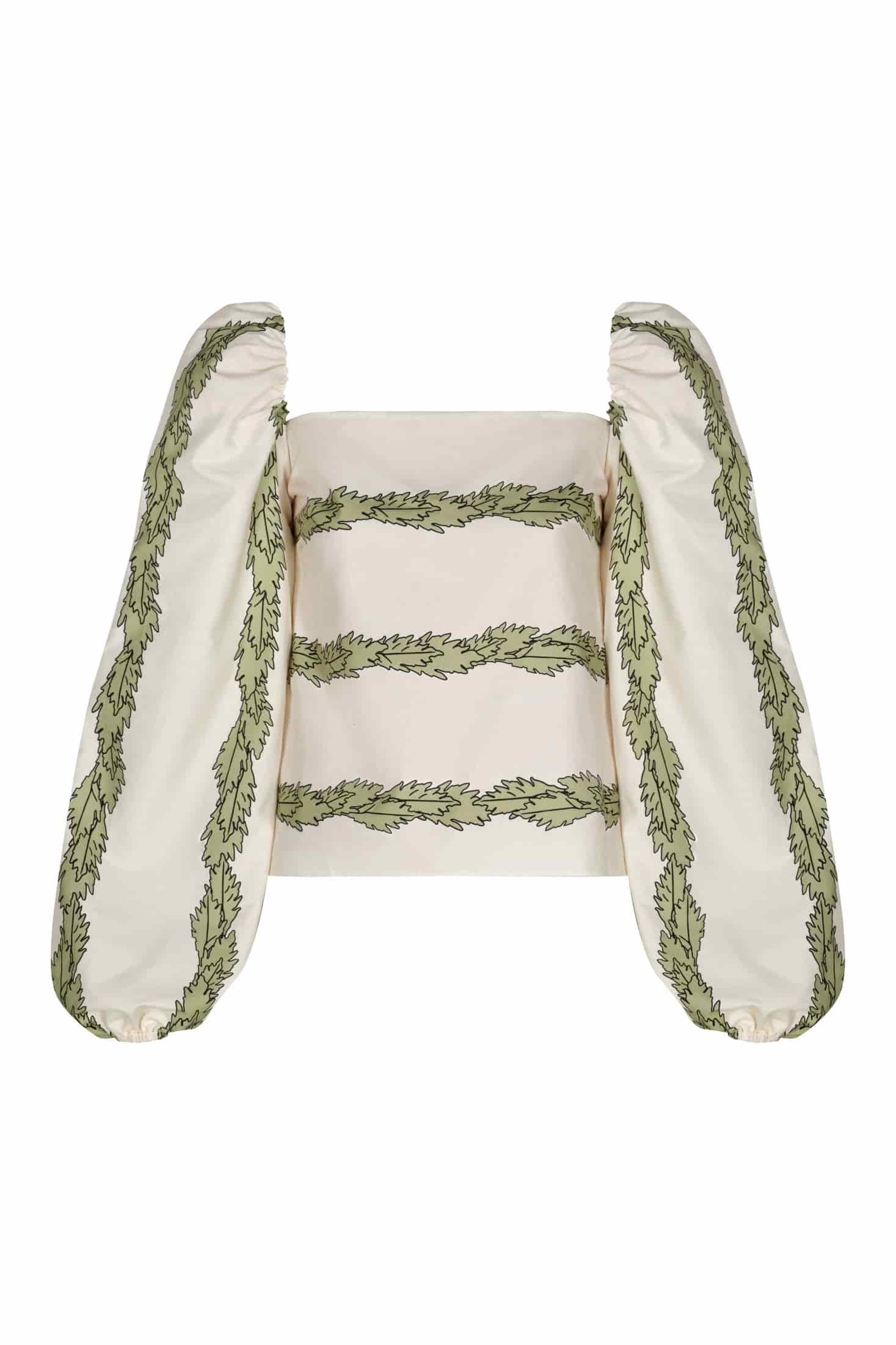 Celia Cotton Blouse / Ivory Striped Helechos - miniatura 5