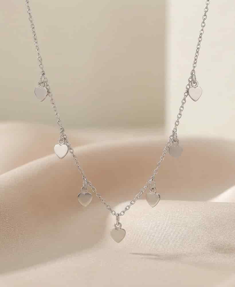 Cadena corazón en plata ley 950 elaborado a mano - miniatura 2