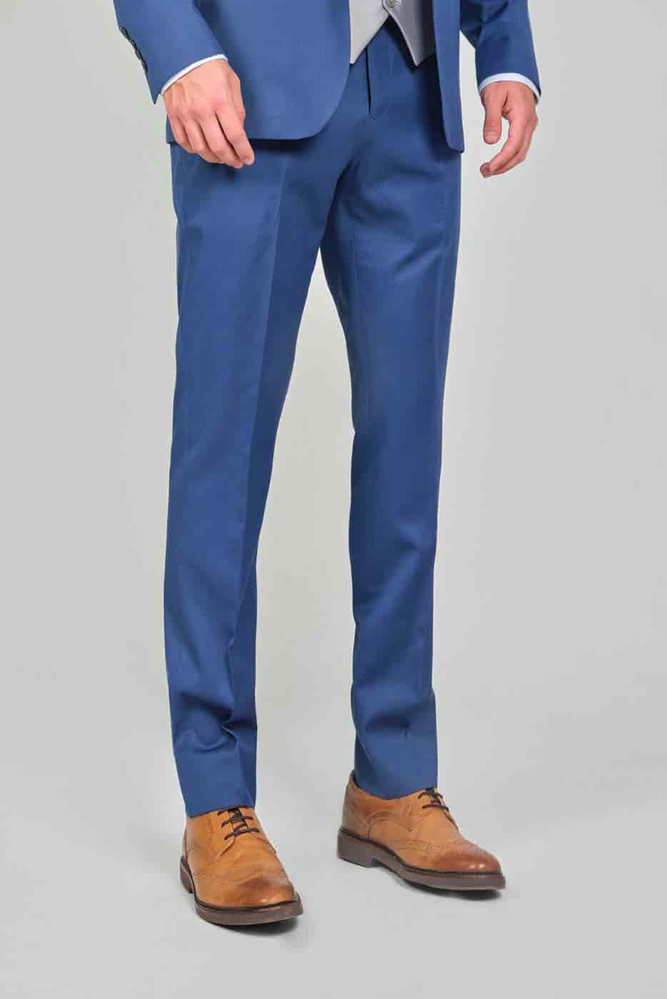Traje Formal Sobre Medida Paño Tropical Azul Indigo - miniatura 3