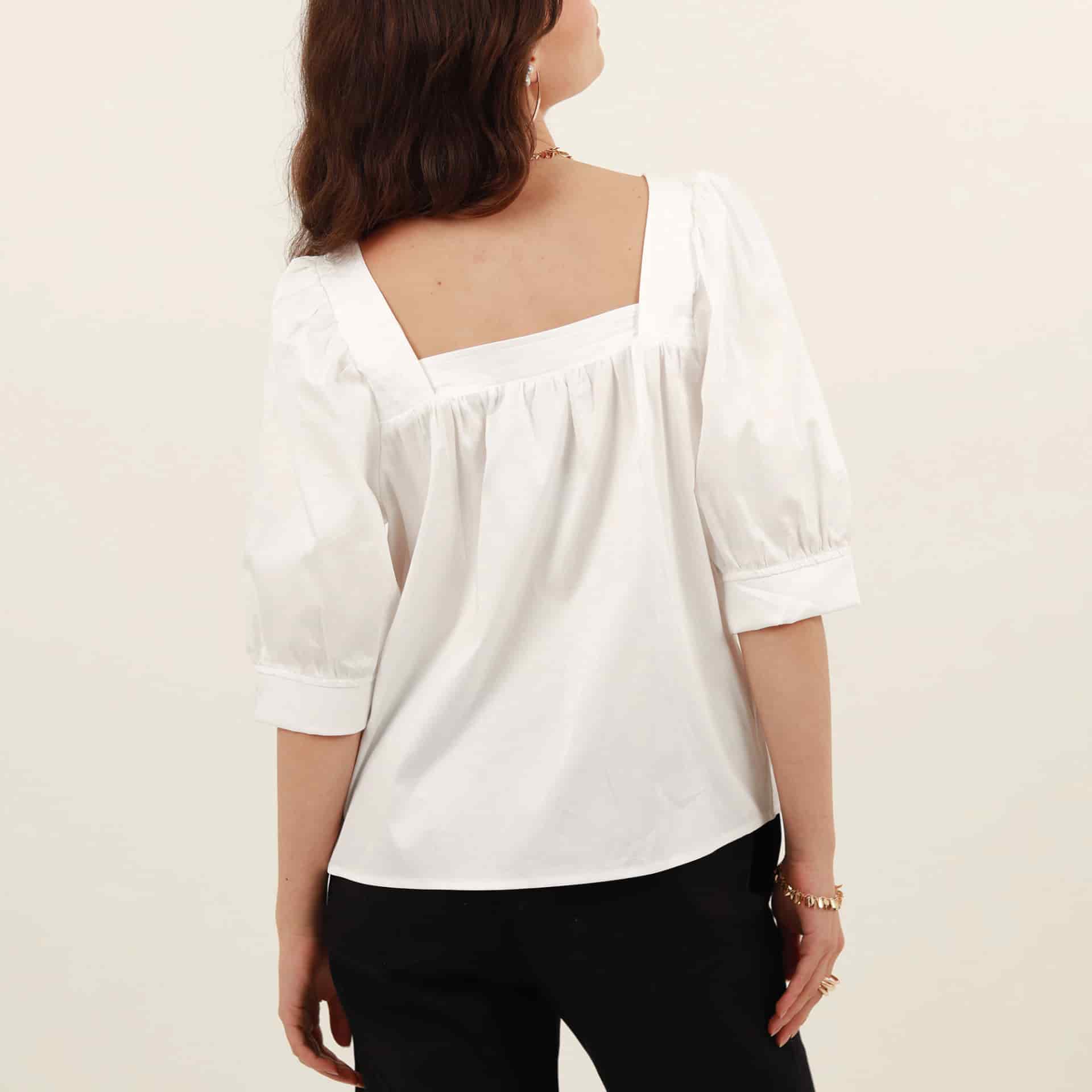 Blusa ancha cuello cuadrado manga globo 3/4 - miniatura 5