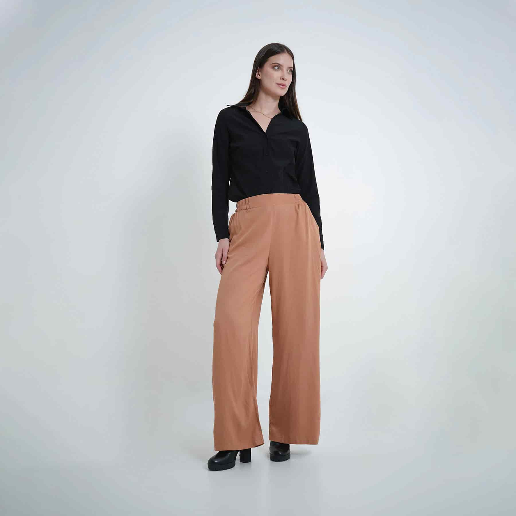 Pantalón palazzo con elastico en cintura - miniatura 10