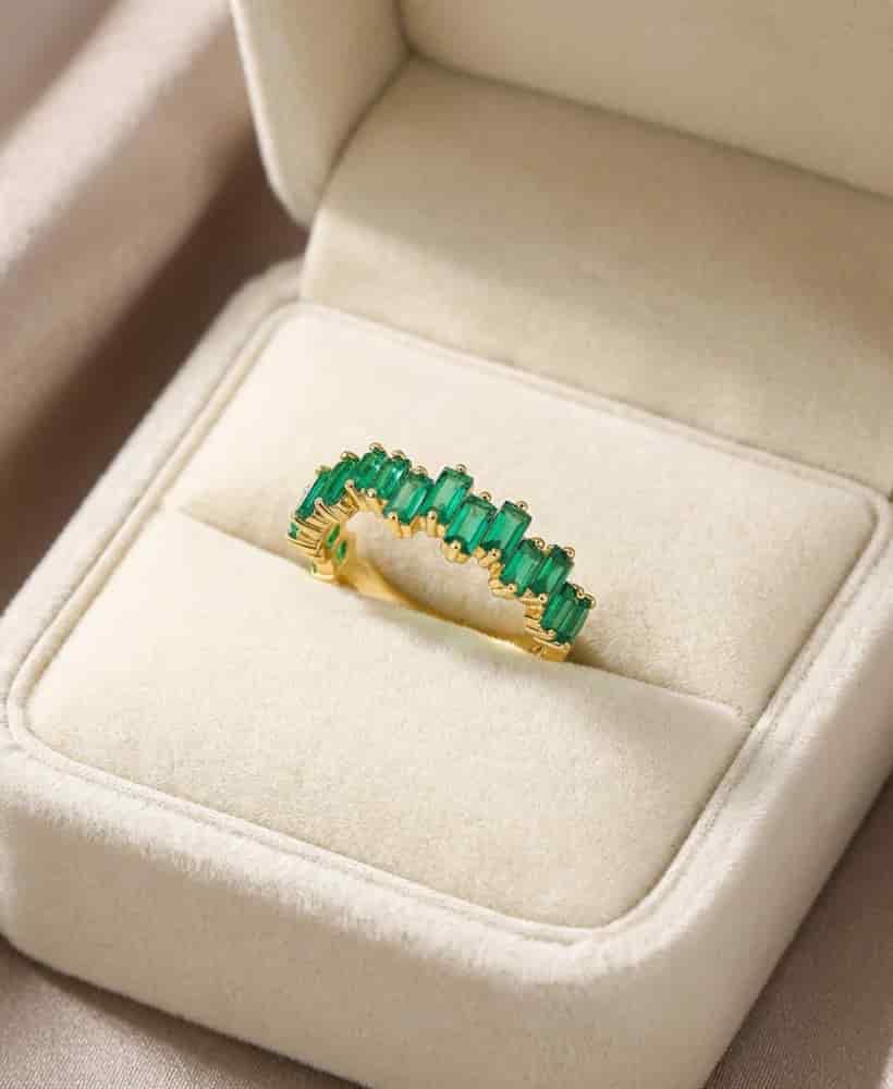 Anillo Esmeraldas Colombianas Oro 18K - miniatura 2