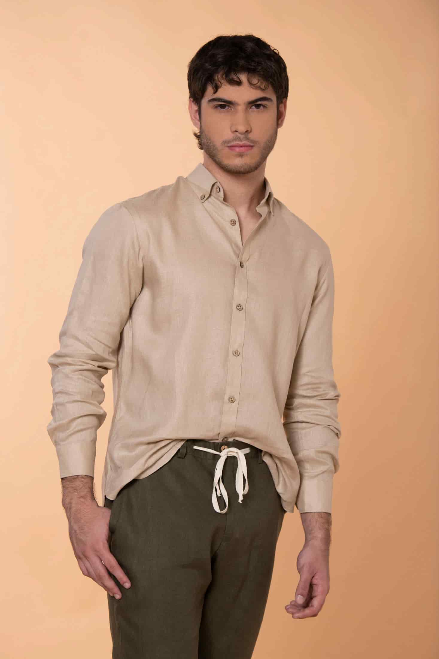 Camisa Sirocco Lino Beige - miniatura 1