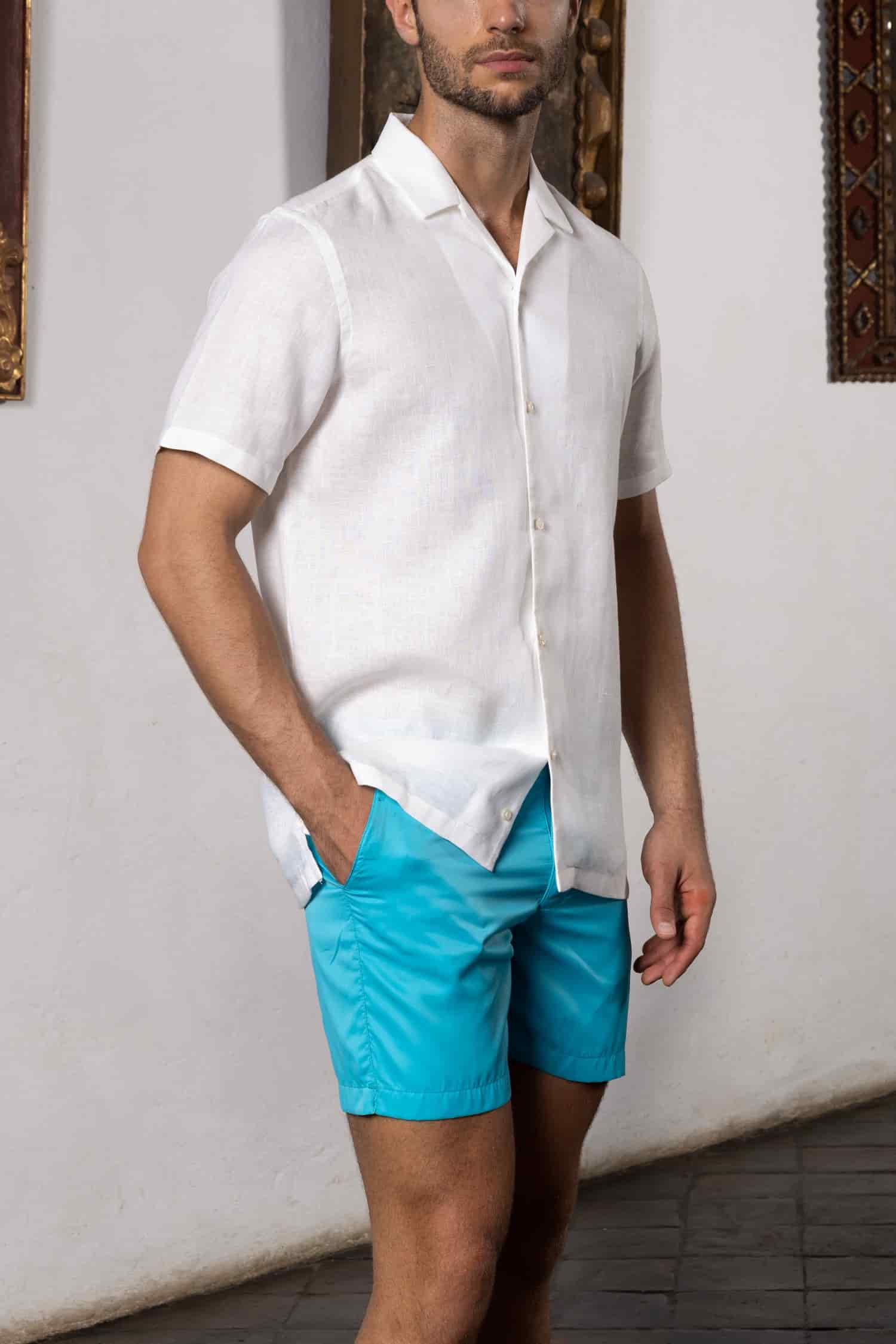 Men's linen shirt white kokan - miniatura 3