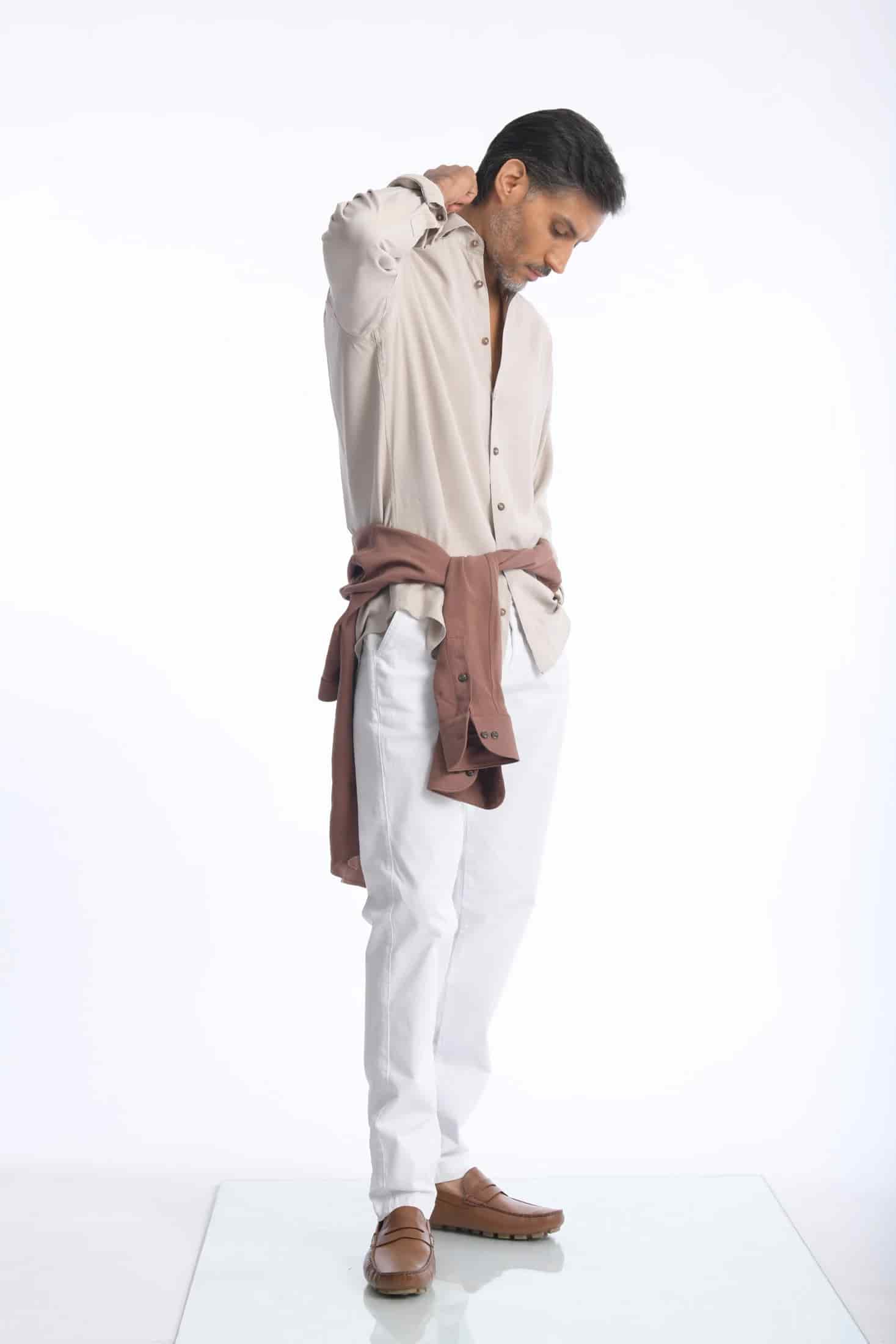 Camisa Cefiro Beige Claro - miniatura 4
