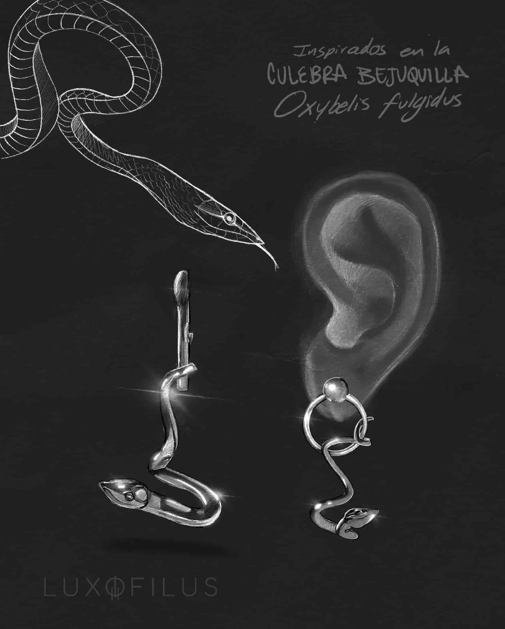 Aretes Culebra Bejuquilla Suspendida - miniatura 4