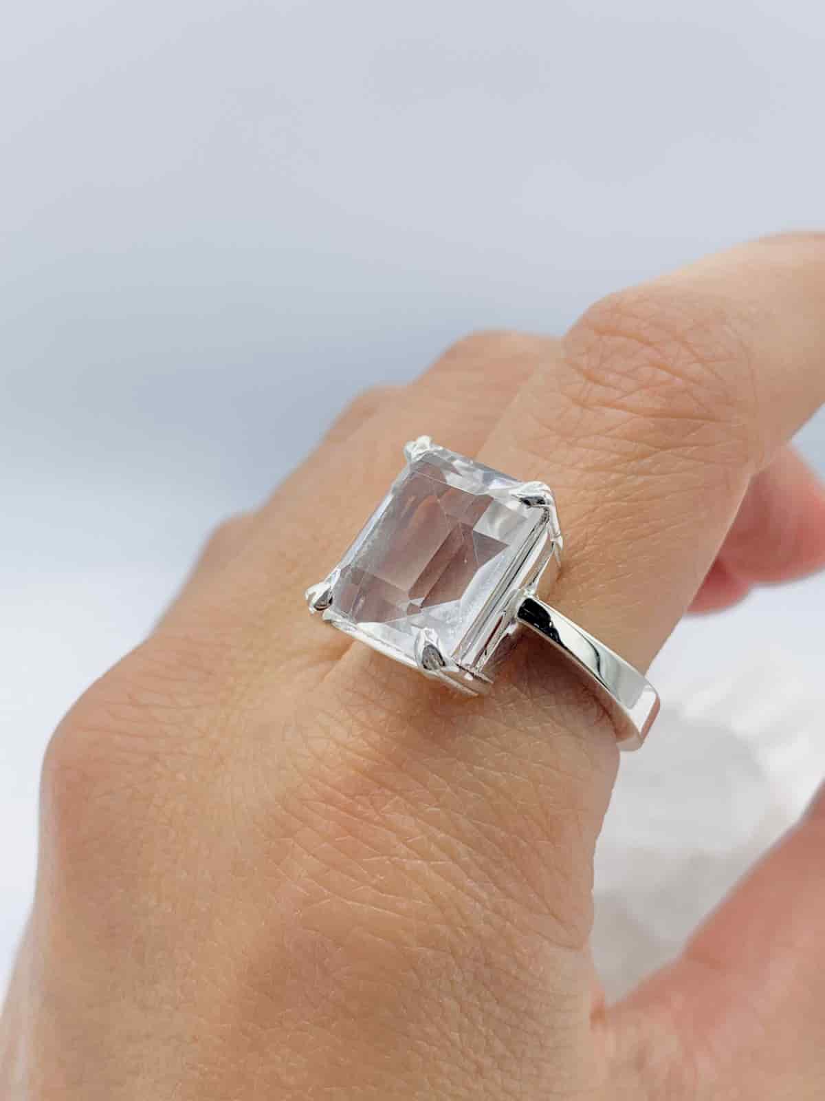 Anillo cuarzo Transparente rectangular - miniatura 2