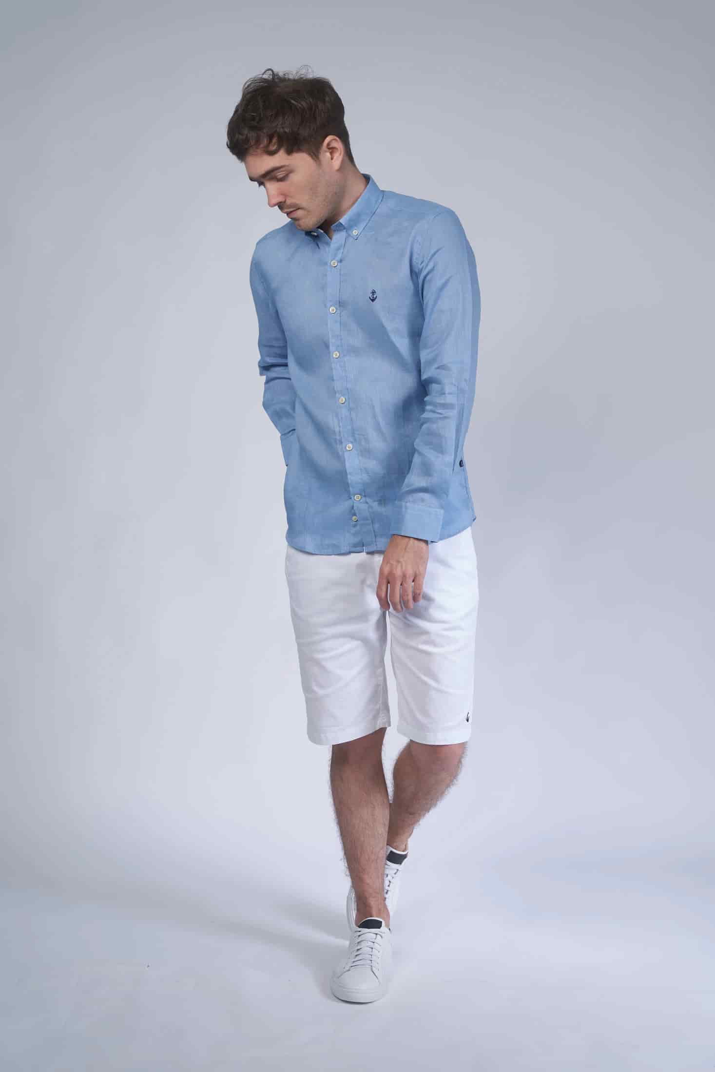 Camisa Lino Azul Claro - miniatura 2