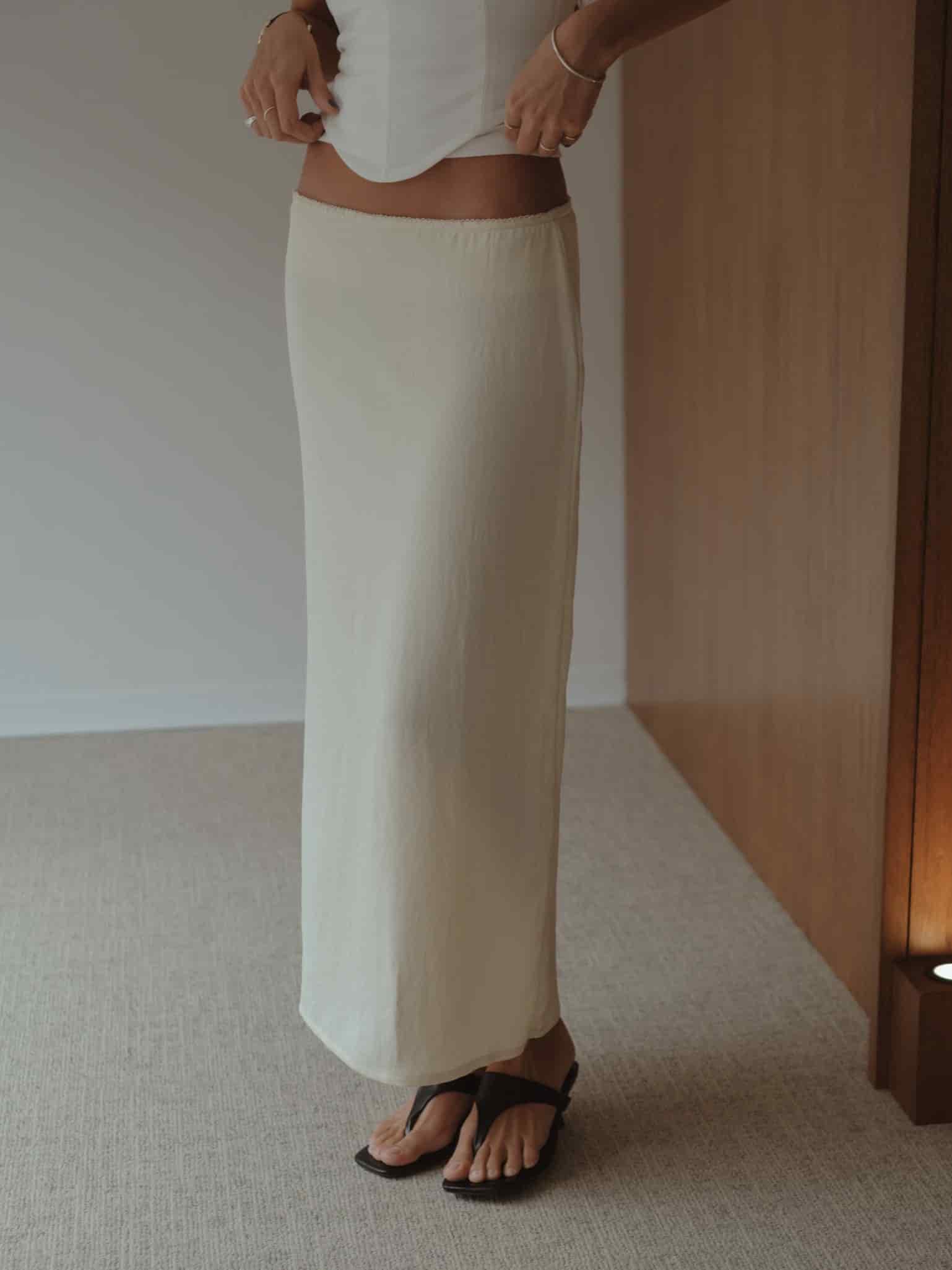 SOFT LONG SKIRT - VANILLA - miniatura 6