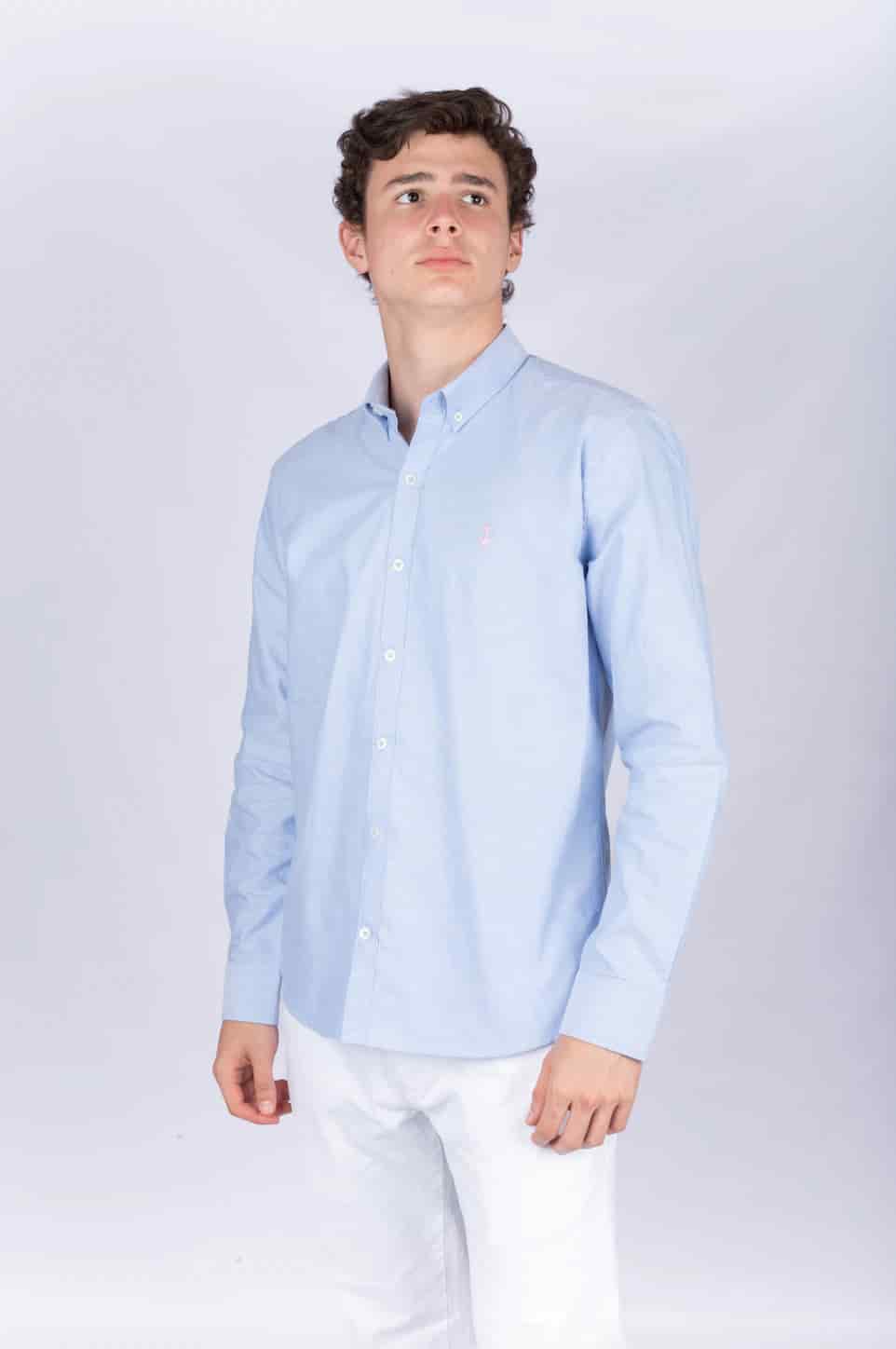 Camisa Oxford Azul Cielo A Rosada - miniatura 1