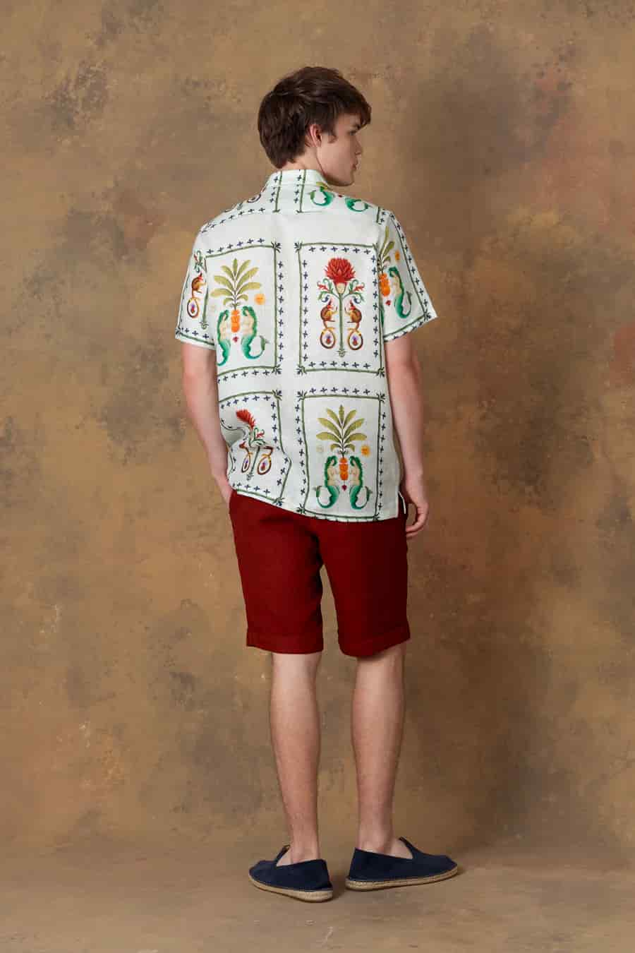 Men's linen shirt bowling silvan light green - miniatura 4