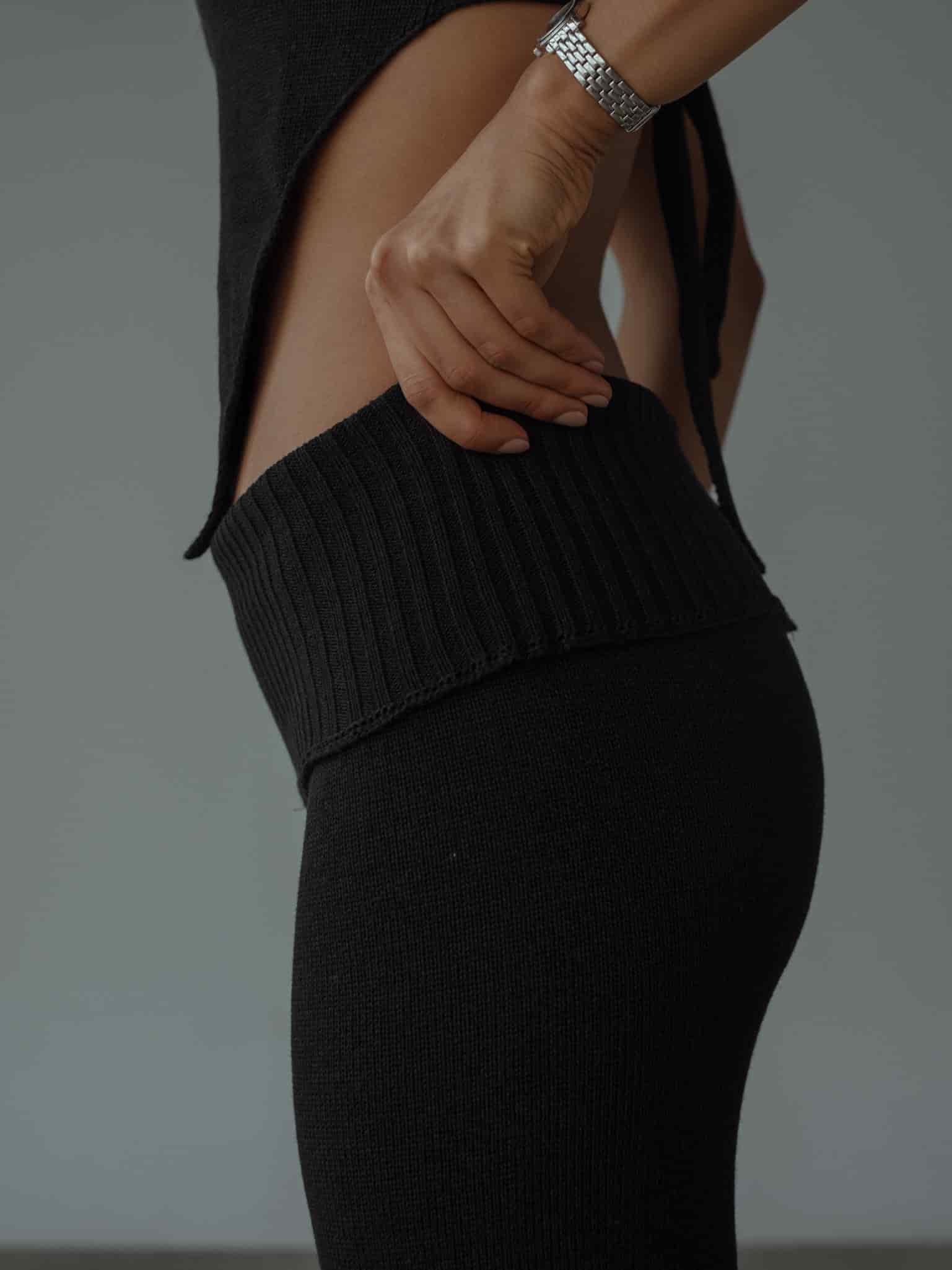KNIT FLARE PANT - BLACK - miniatura 9