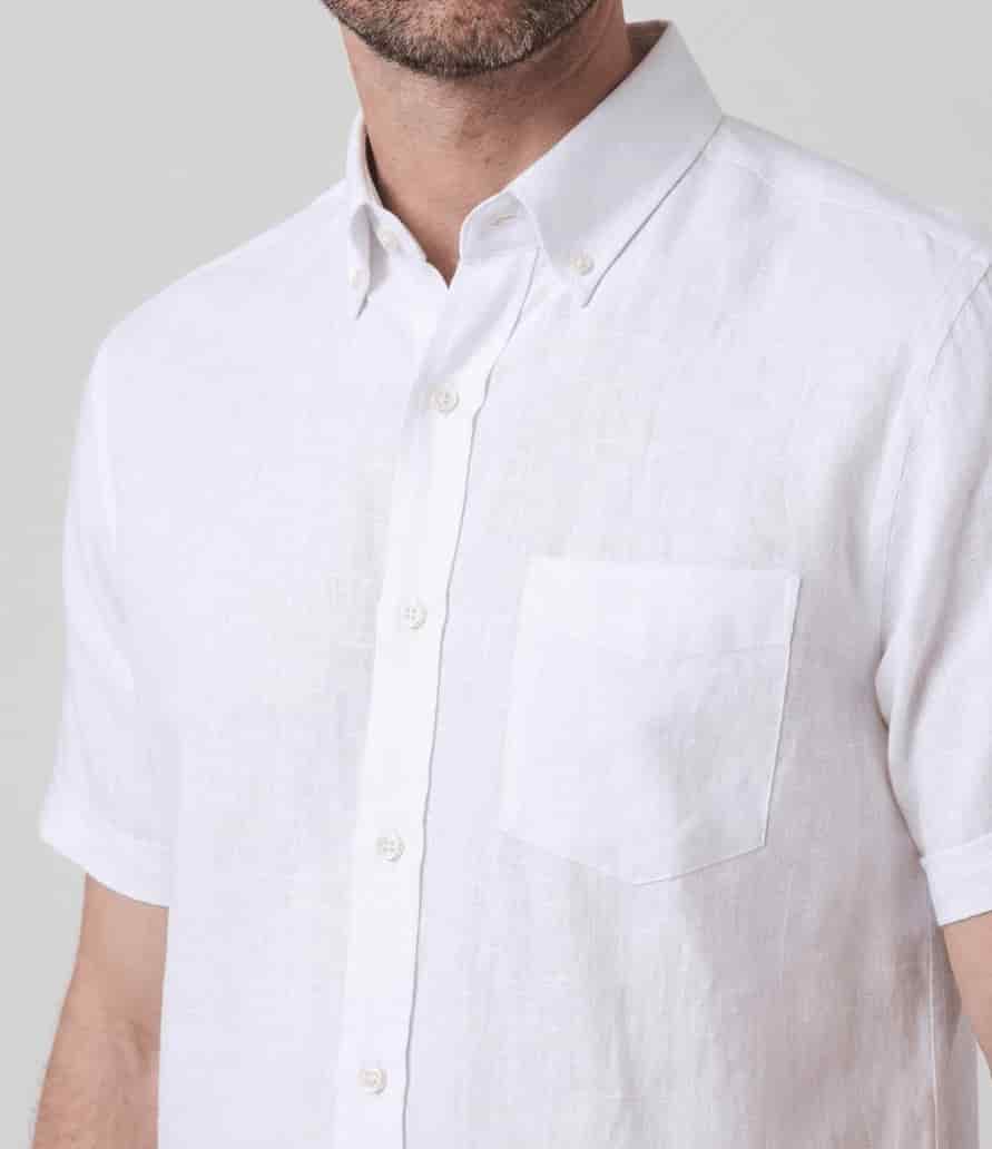 Camisa en lino con bolsillo manga corta para hombre Jon Sonen 017225038 - miniatura 2