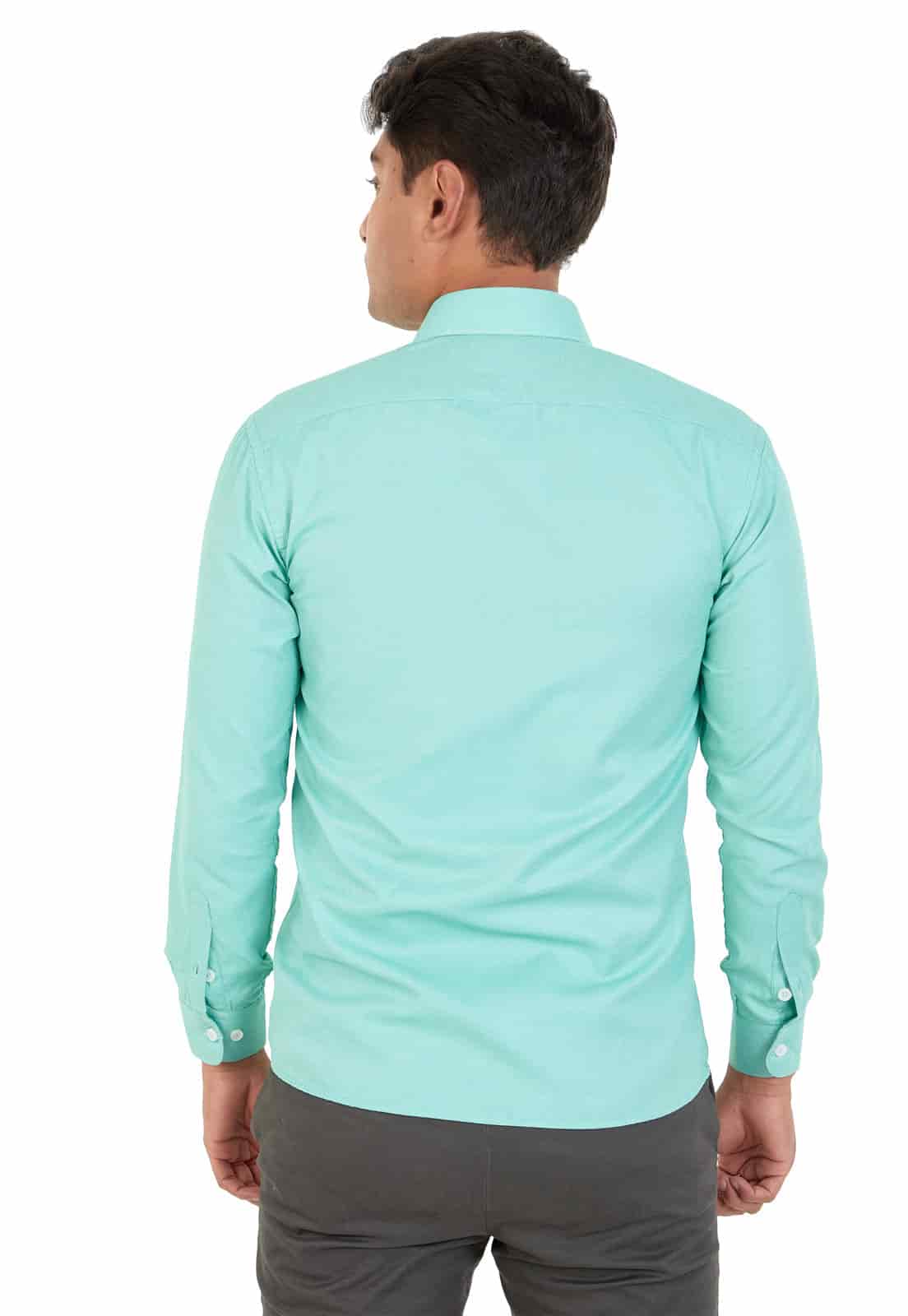 Camisa manga larga verde con textura - miniatura 2