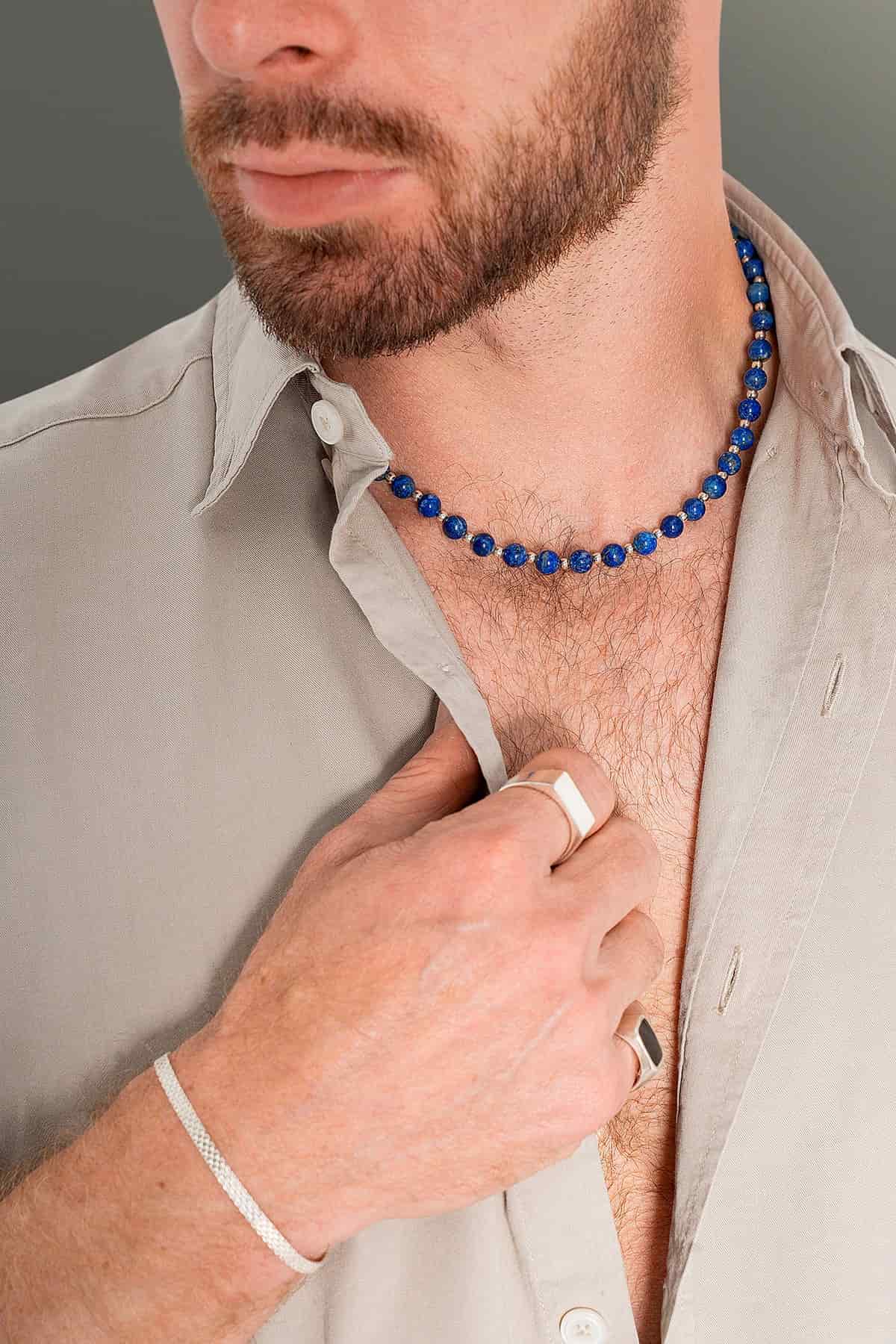 SAPPHIRE NECKLACE | COLLAR CON BALINES EN PLATA Y LAPISLÁZULI - miniatura 2