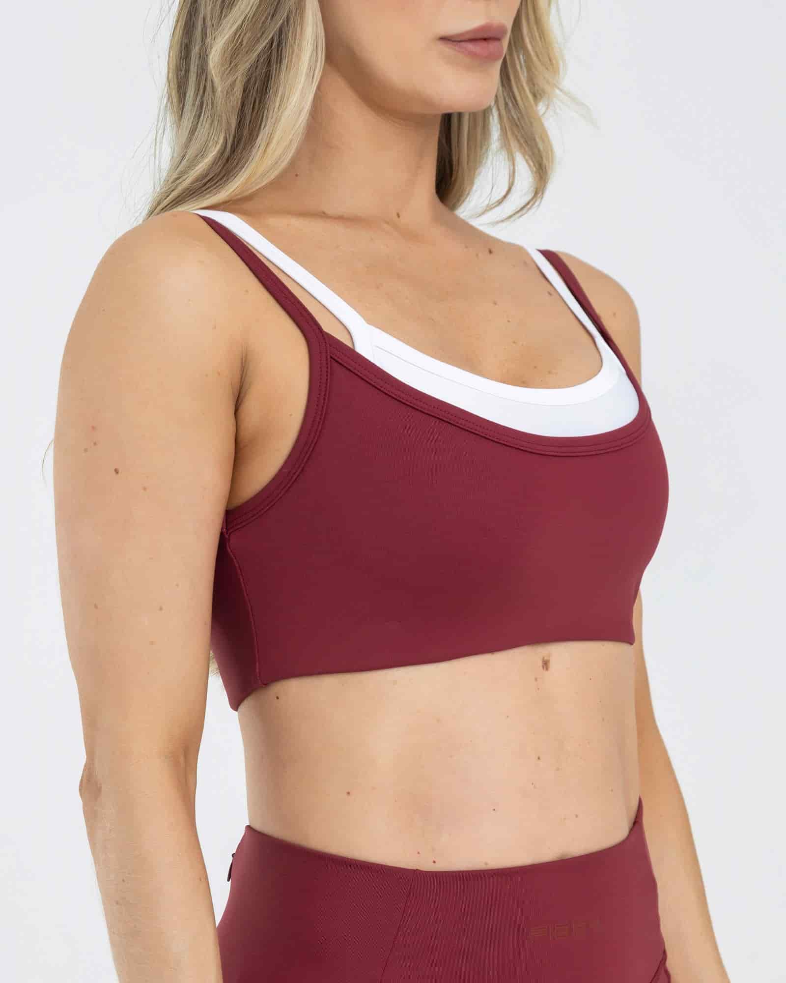 Top manga sisa double rojo granate pilates FIBER - miniatura 2