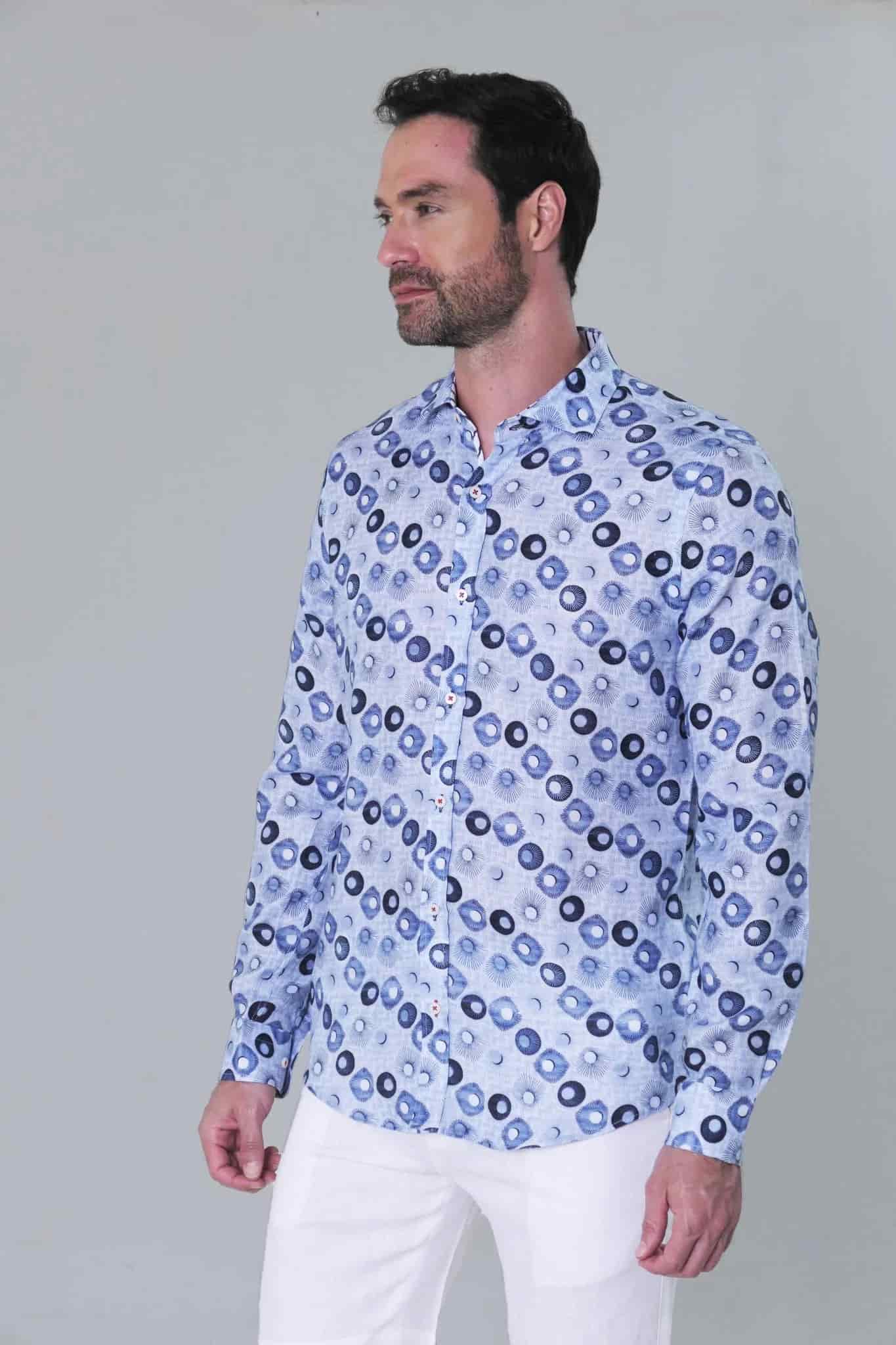 Camisa ML Lino Privé Hombre Estampado - miniatura 2